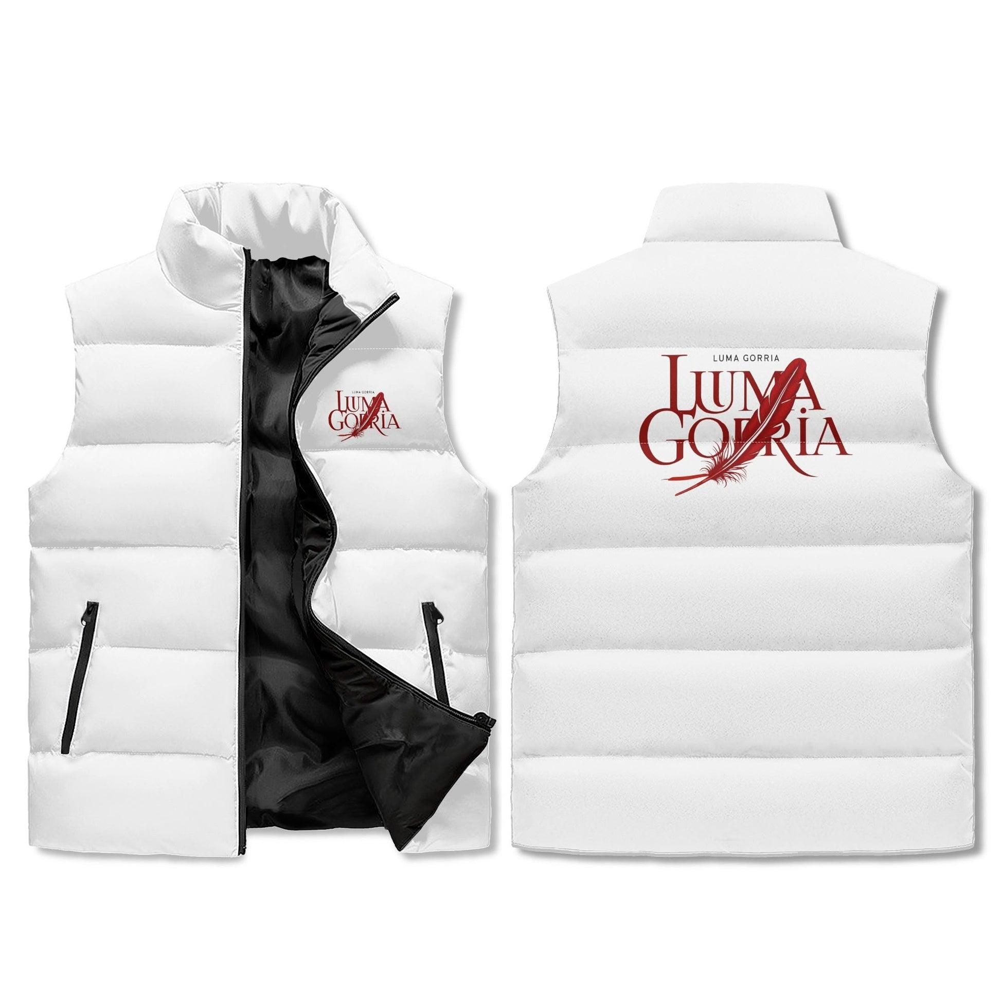 Unisex Lightweight All Over Printing Stand Collar Zip Up Puffer Vest popcustoms 36.78  Luma Gorria vêtement