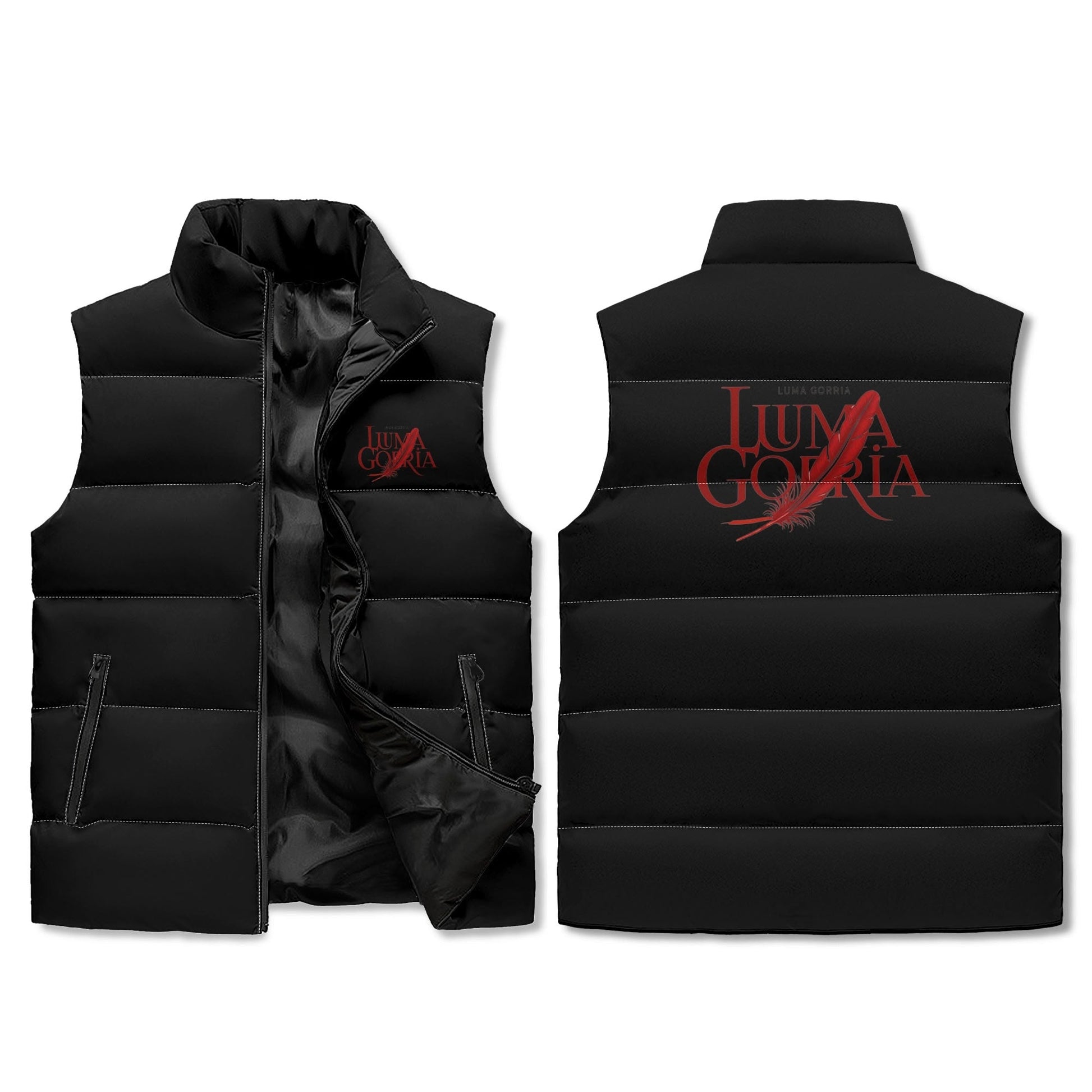 Unisex Lightweight All Over Printing Stand Collar Zip Up Puffer Vest popcustoms 36.78  Luma Gorria vêtement