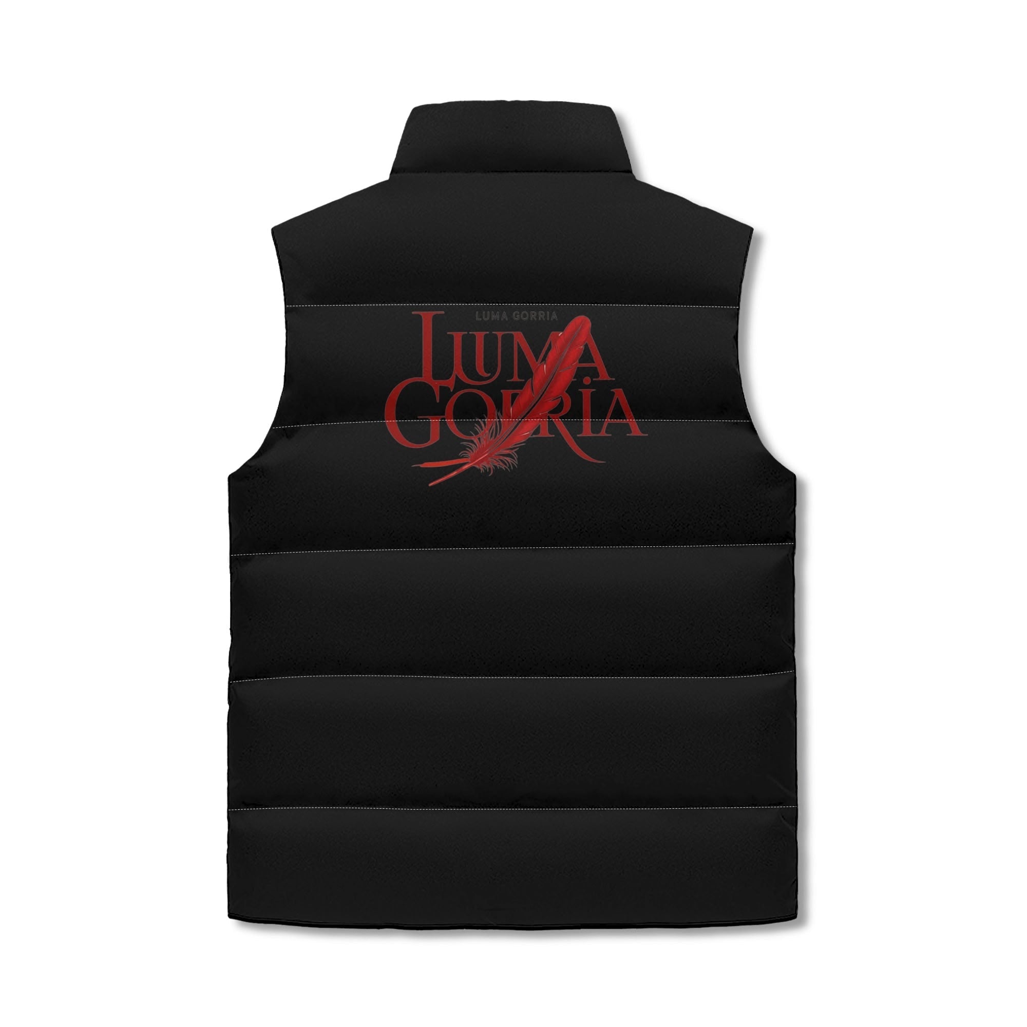 Unisex Lightweight All Over Printing Stand Collar Zip Up Puffer Vest popcustoms   Luma Gorria vêtement
