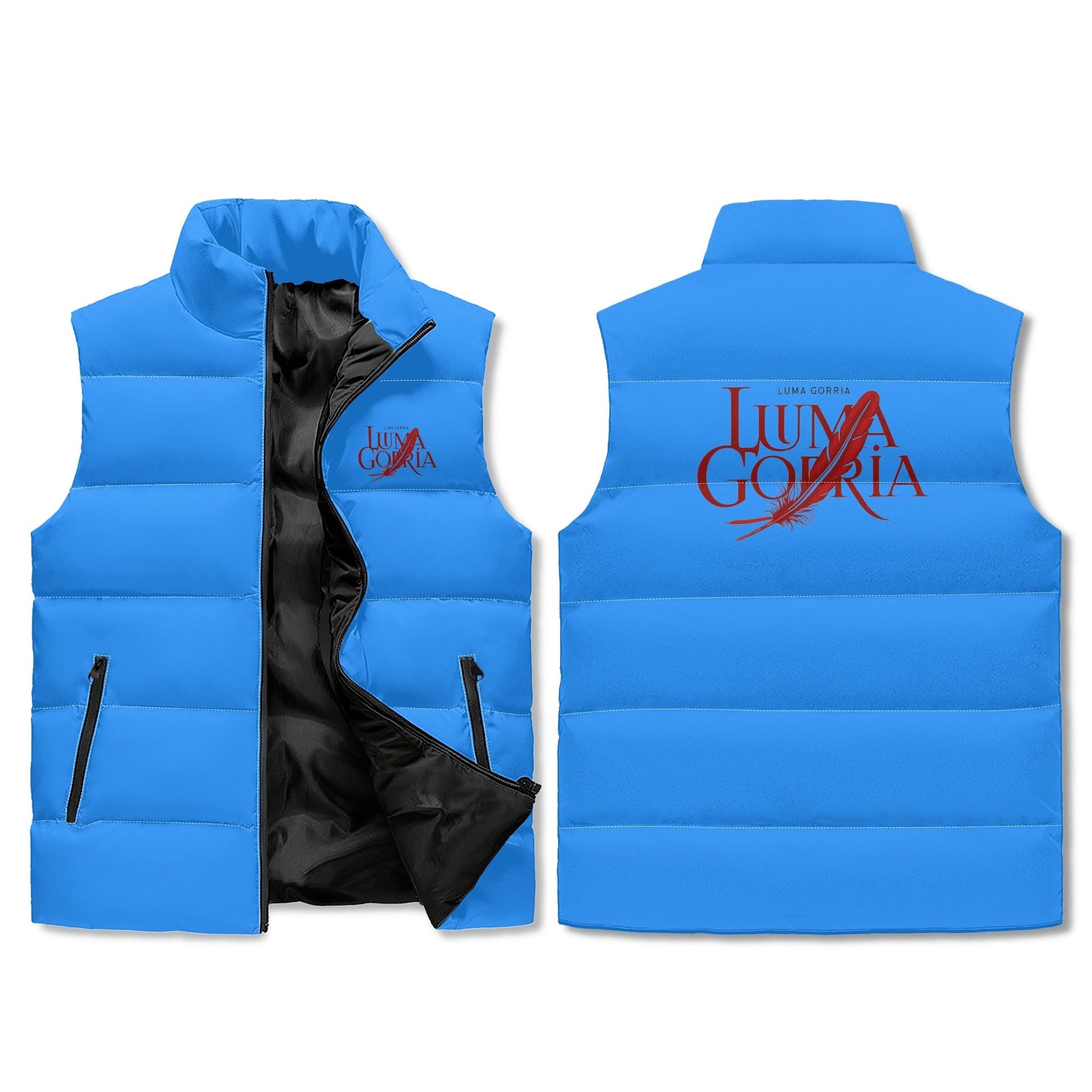 Unisex Lightweight All Over Printing Stand Collar Zip Up Puffer Vest popcustoms 36.78  Luma Gorria vêtement