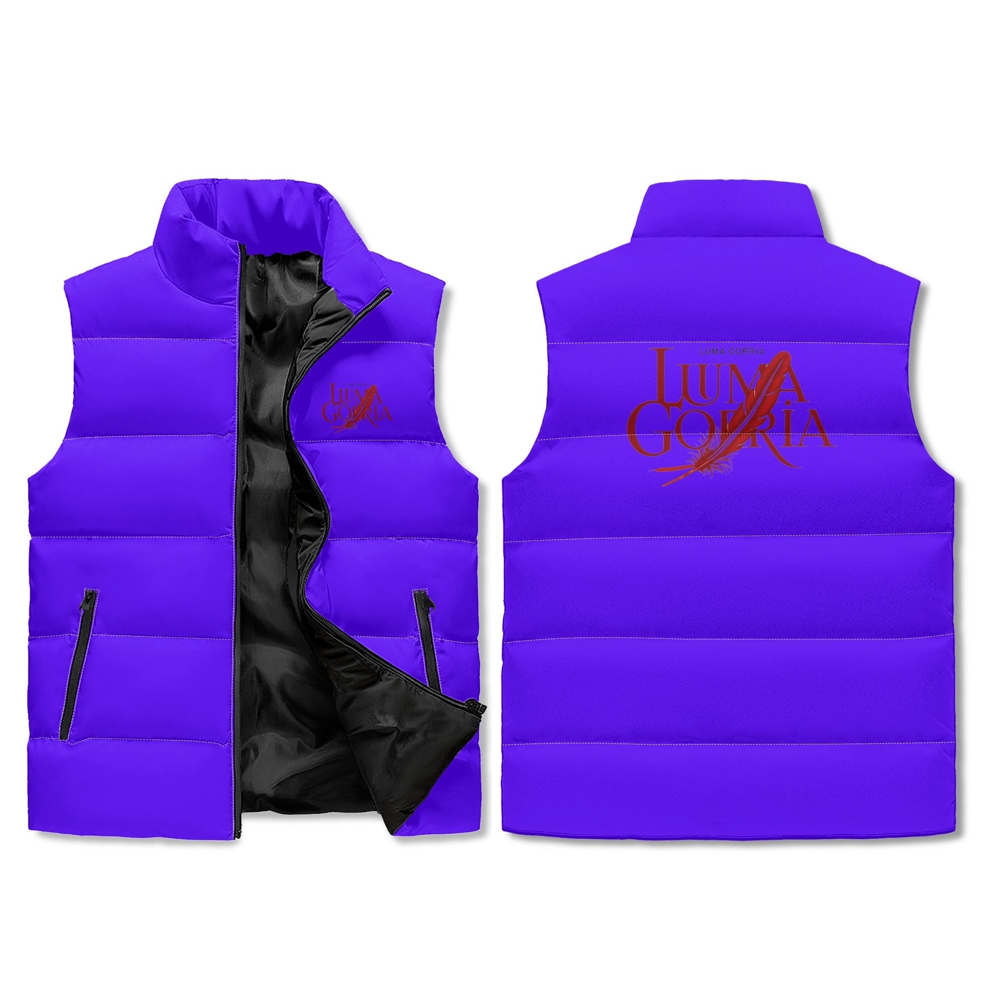 Unisex Lightweight All Over Printing Stand Collar Zip Up Puffer Vest popcustoms 36.78  Luma Gorria vêtement