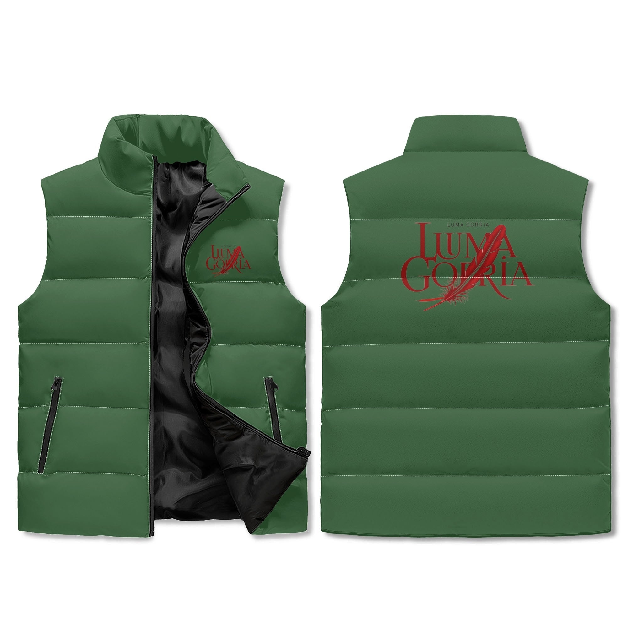 Unisex Lightweight All Over Printing Stand Collar Zip Up Puffer Vest popcustoms 36.78  Luma Gorria vêtement