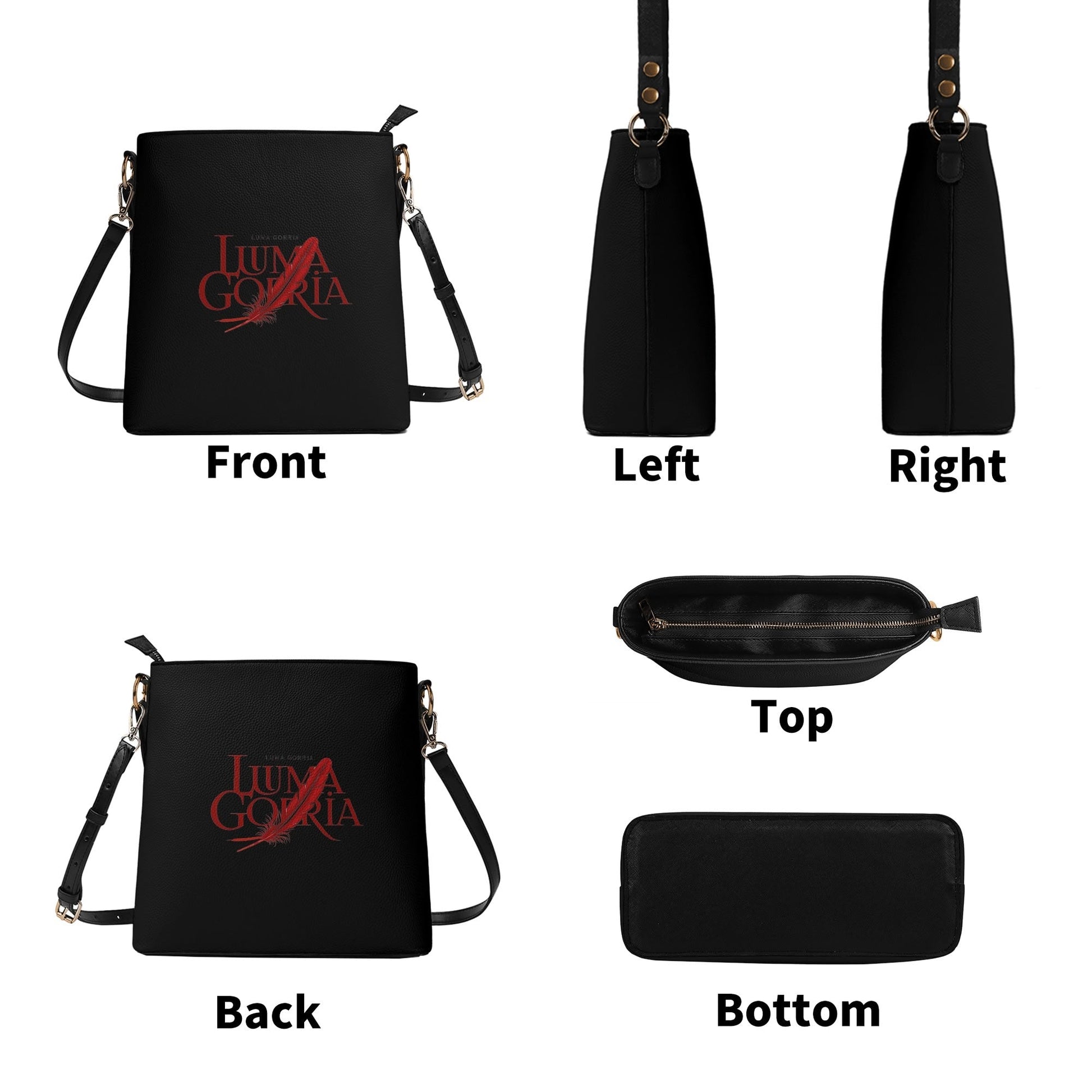 Sac seau en cuir PU avec bandoulière réglable, élégant et fonctionnel Luma Gorria vetement  saccoche Luma Gorria vêtement