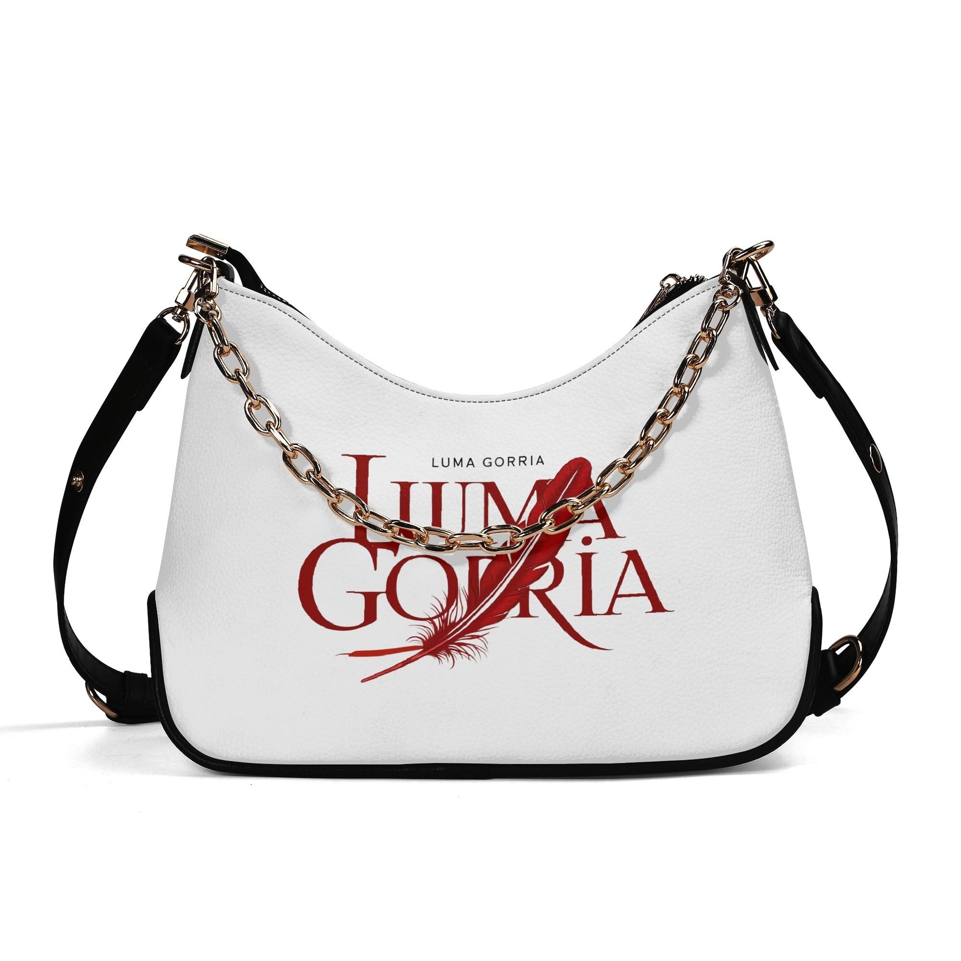 Sac bandoulière Lady en PU avec chaînes dorées, fermeture zippée Luma Gorria vetement 40.60 sac bandouliere Luma Gorria vêtement