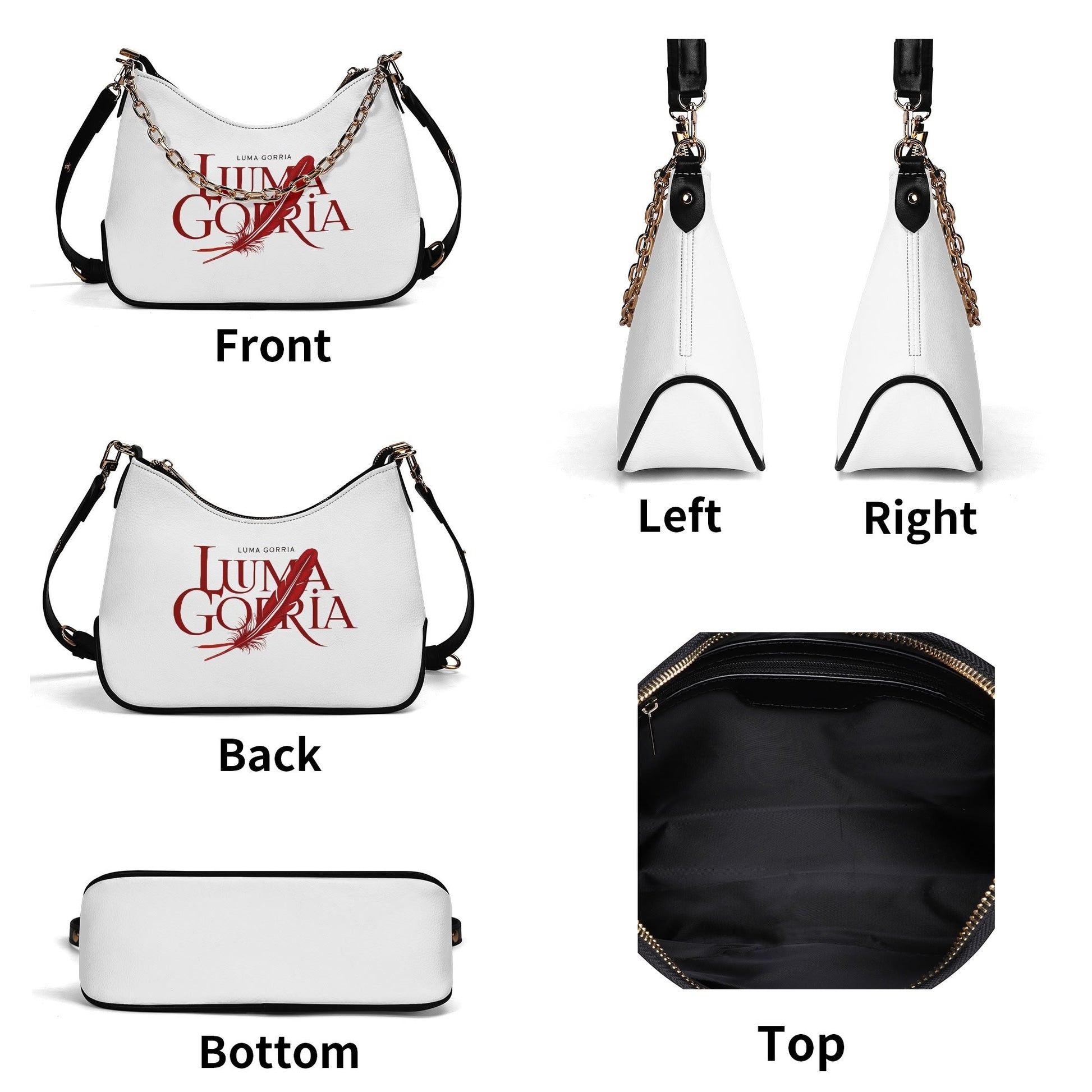 Sac bandoulière Lady en PU avec chaînes dorées, fermeture zippée Luma Gorria vetement  sac bandouliere Luma Gorria vêtement