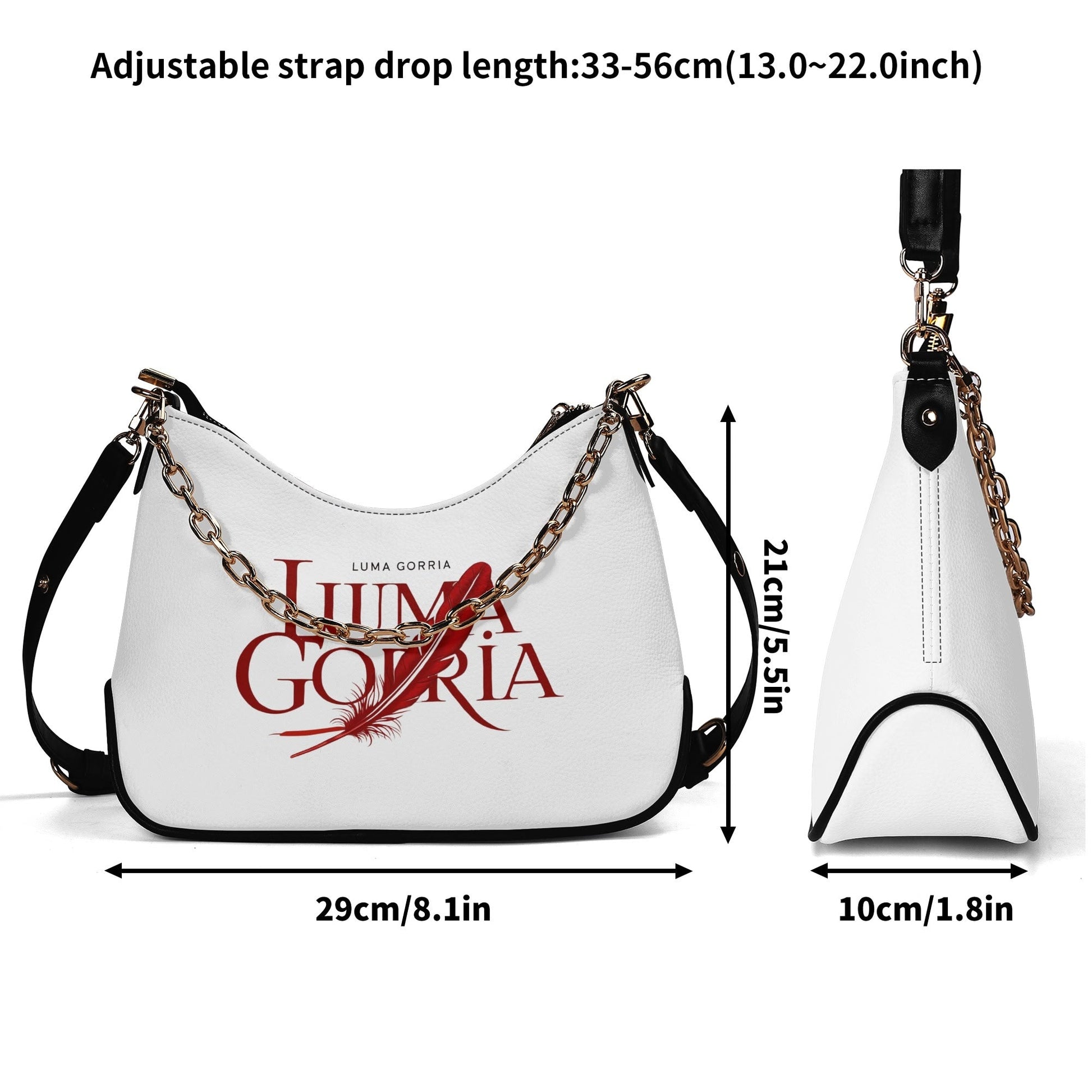 Sac bandoulière Lady en PU avec chaînes dorées, fermeture zippée Luma Gorria vetement  sac bandouliere Luma Gorria vêtement