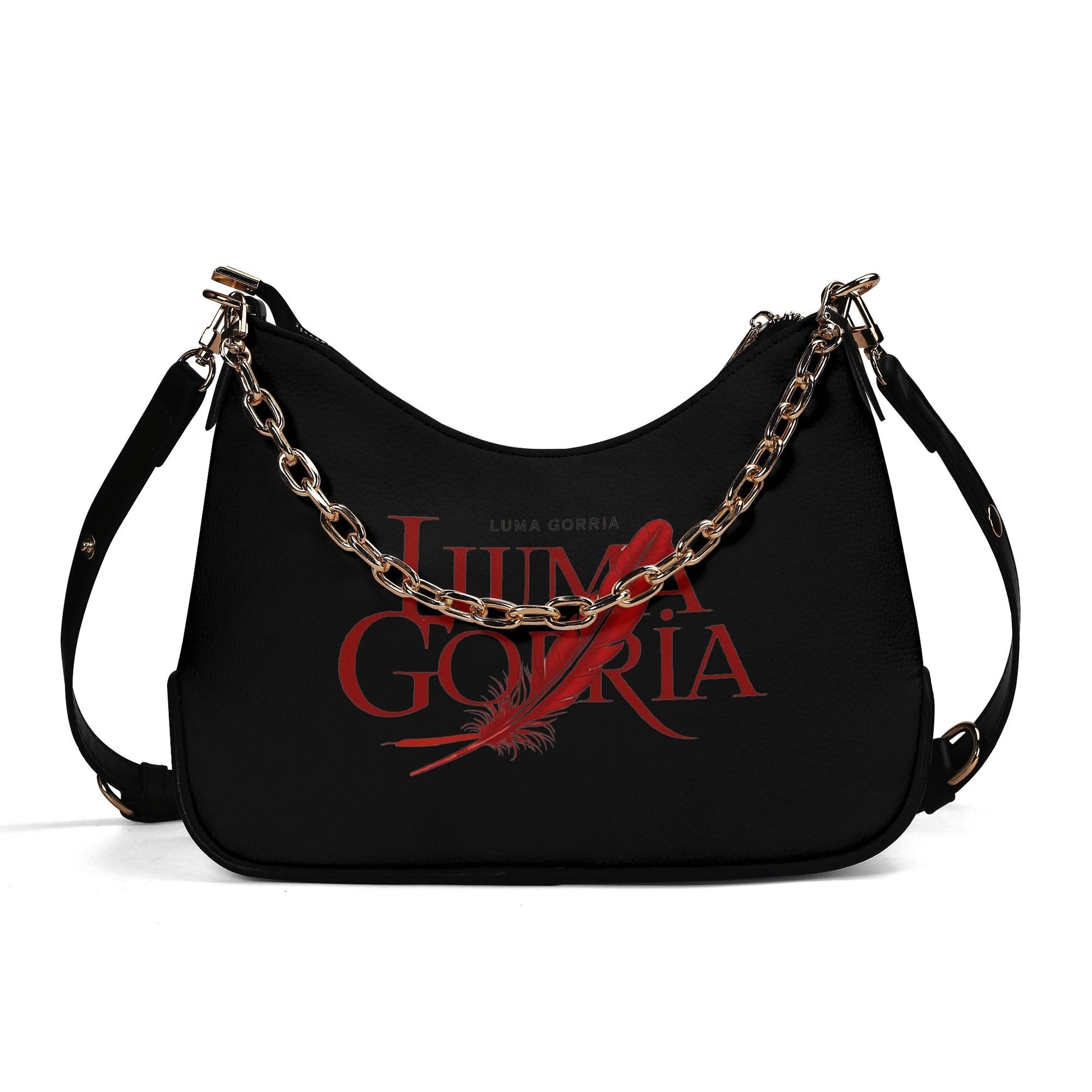 Sac bandoulière Lady en PU avec chaînes dorées, fermeture zippée Luma Gorria vetement 40.60 sac bandouliere Luma Gorria vêtement