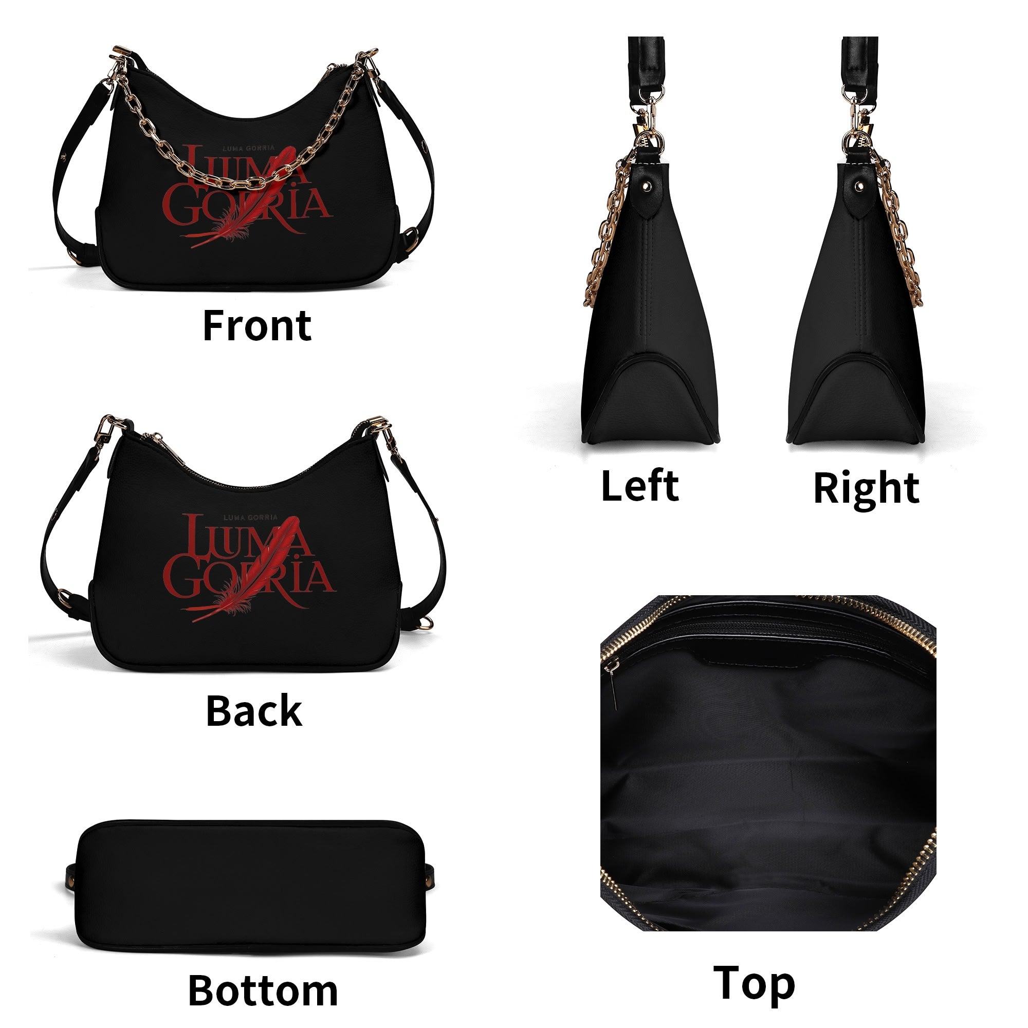 Sac bandoulière Lady en PU avec chaînes dorées, fermeture zippée Luma Gorria vetement  sac bandouliere Luma Gorria vêtement