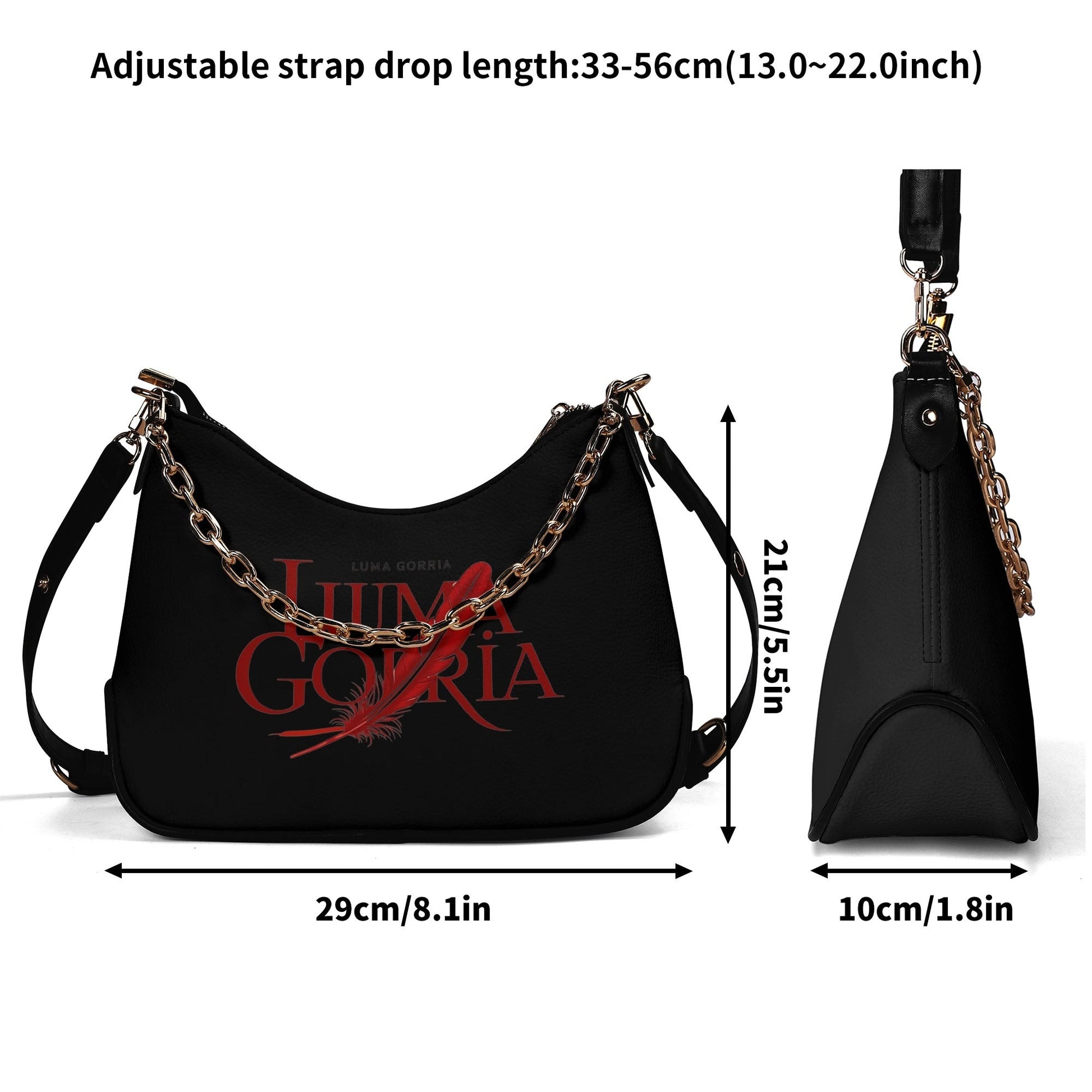 Sac bandoulière Lady en PU avec chaînes dorées, fermeture zippée Luma Gorria vetement  sac bandouliere Luma Gorria vêtement