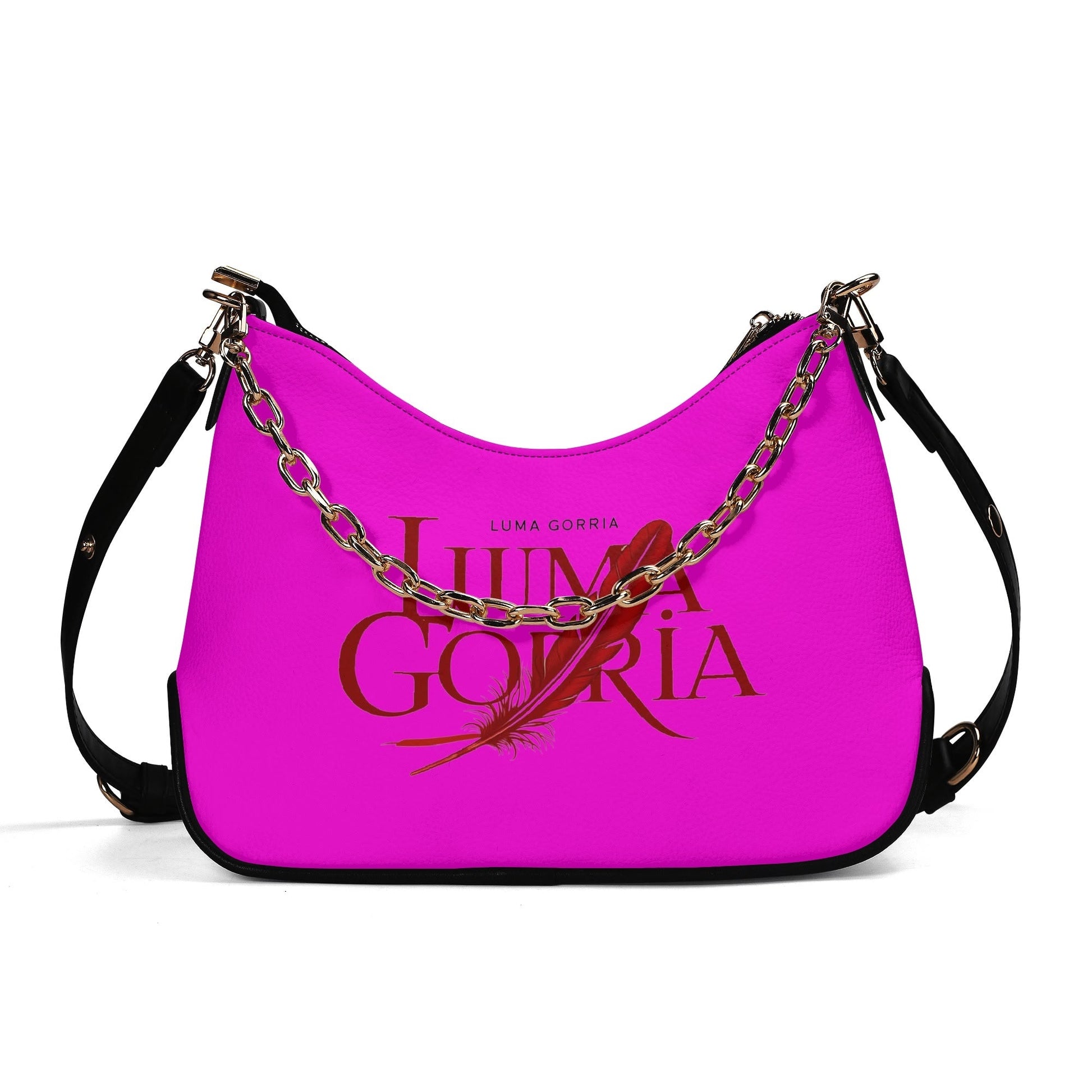 Sac bandoulière Lady en PU avec chaînes dorées, fermeture zippée Luma Gorria vetement 40.60 sac bandouliere Luma Gorria vêtement