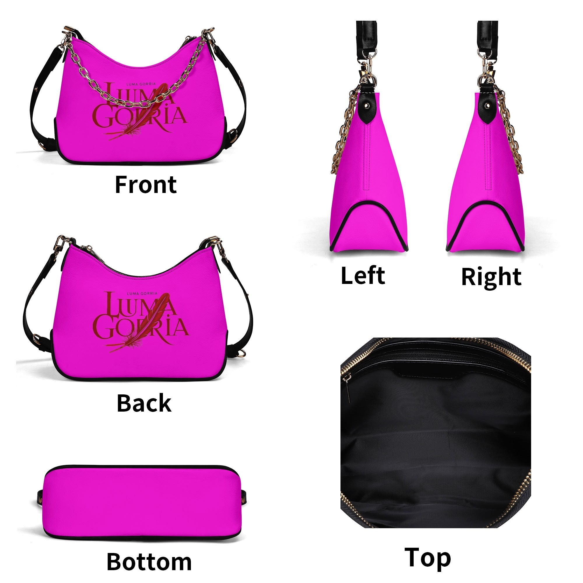 Sac bandoulière Lady en PU avec chaînes dorées, fermeture zippée Luma Gorria vetement  sac bandouliere Luma Gorria vêtement