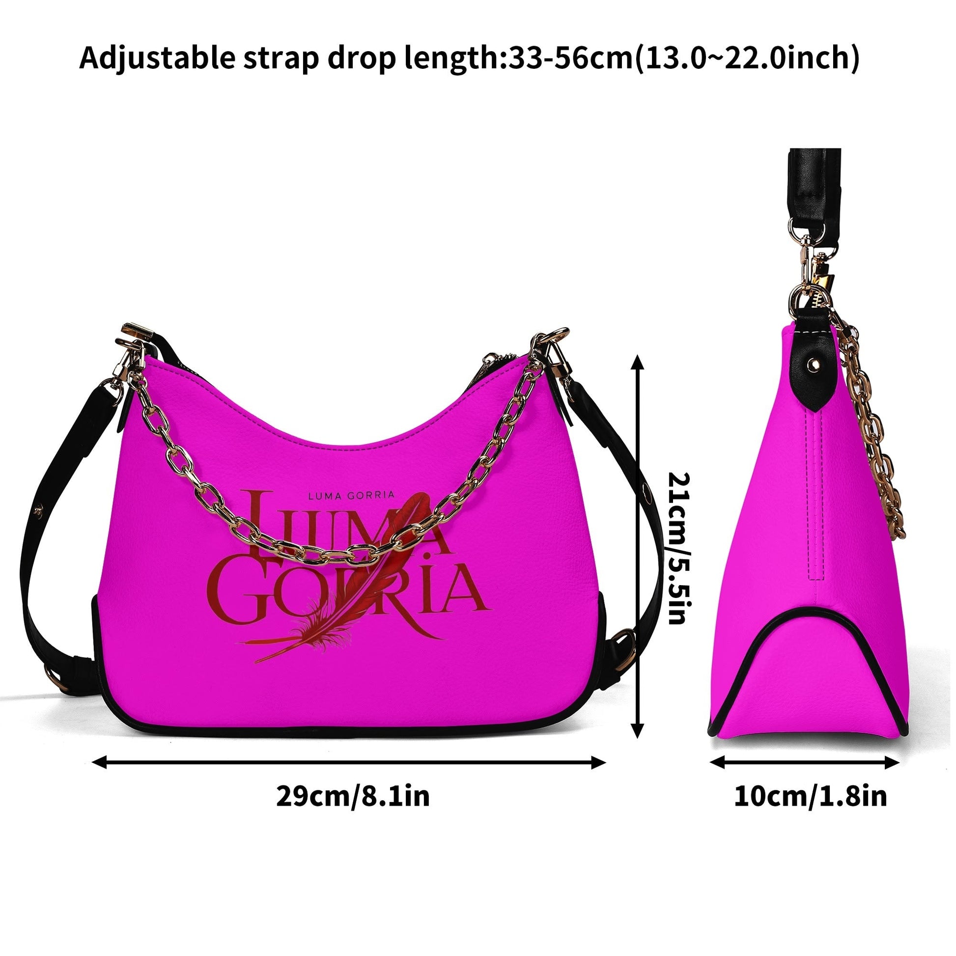 Sac bandoulière Lady en PU avec chaînes dorées, fermeture zippée Luma Gorria vetement  sac bandouliere Luma Gorria vêtement