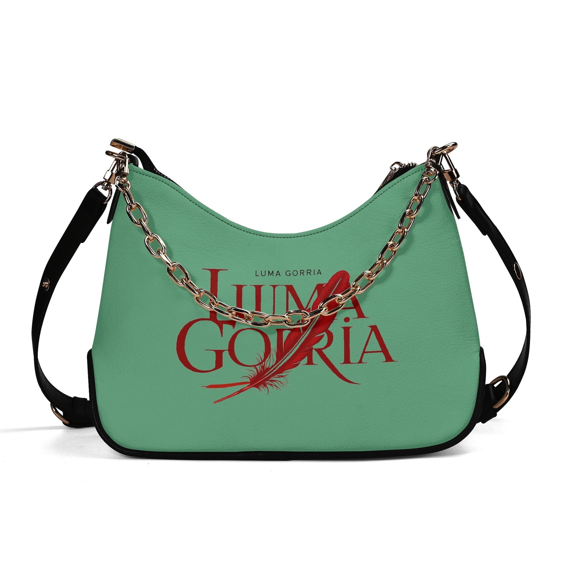 Sac bandoulière Lady en PU avec chaînes dorées, fermeture zippée Luma Gorria vetement 40.60 sac bandouliere Luma Gorria vêtement