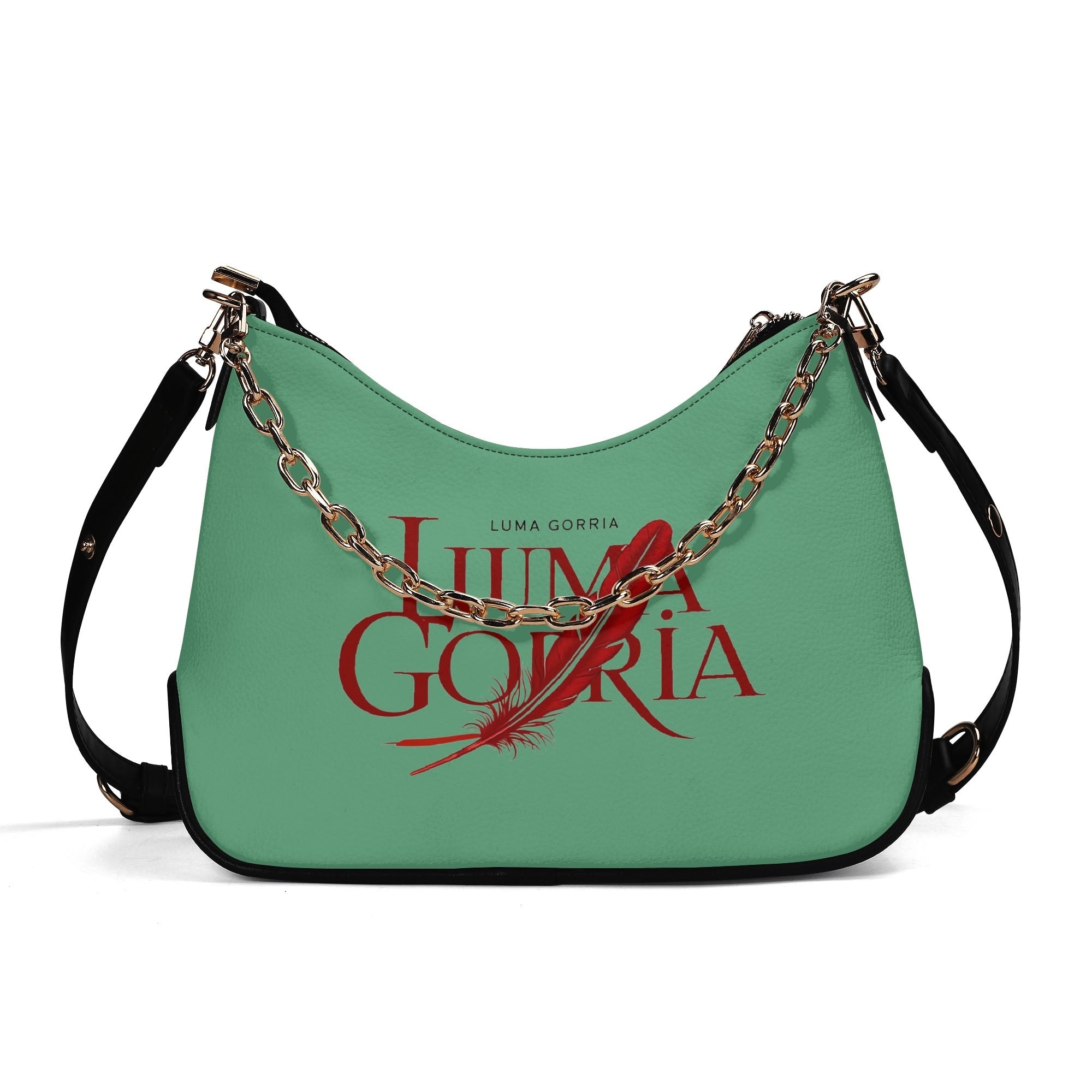 Sac bandoulière Lady en PU avec chaînes dorées, fermeture zippée Luma Gorria vetement 40.60 sac bandouliere Luma Gorria vêtement