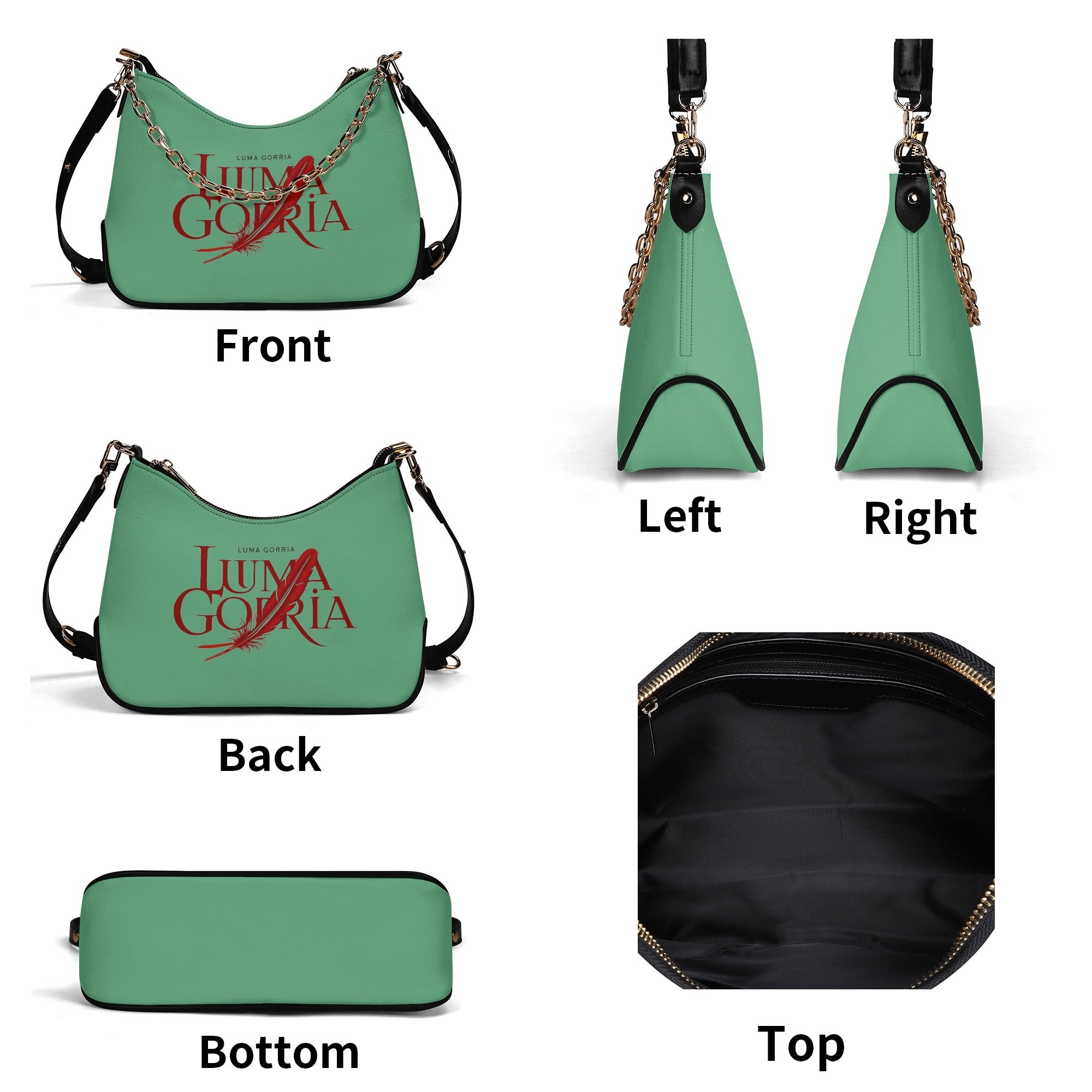 Sac bandoulière Lady en PU avec chaînes dorées, fermeture zippée Luma Gorria vetement  sac bandouliere Luma Gorria vêtement