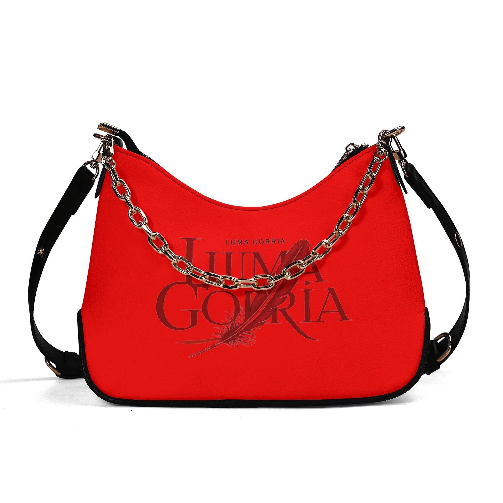 Sac bandoulière Lady en PU avec chaînes dorées, fermeture zippée Luma Gorria vetement 40.60 sac bandouliere Luma Gorria vêtement