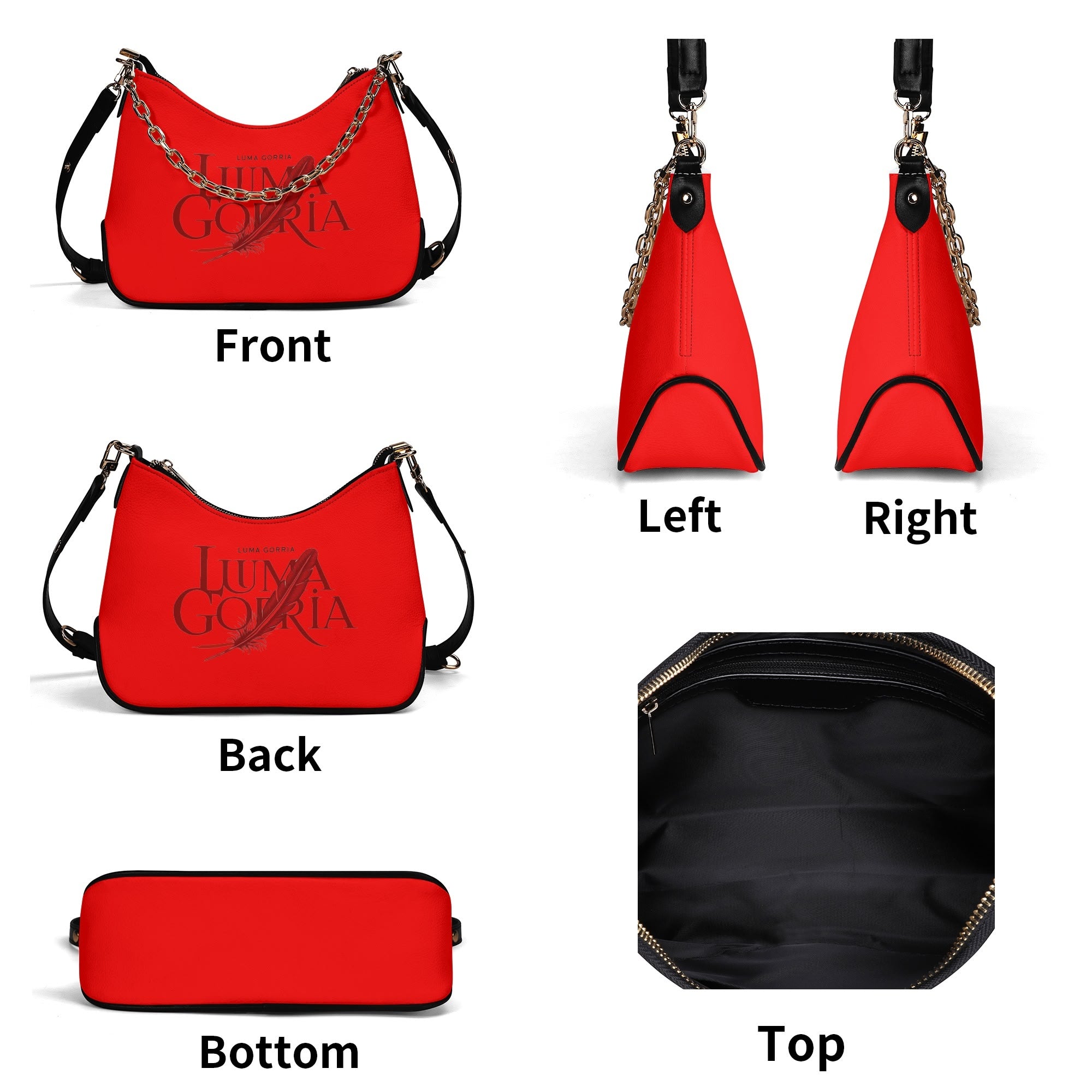 Sac bandoulière Lady en PU avec chaînes dorées, fermeture zippée Luma Gorria vetement  sac bandouliere Luma Gorria vêtement