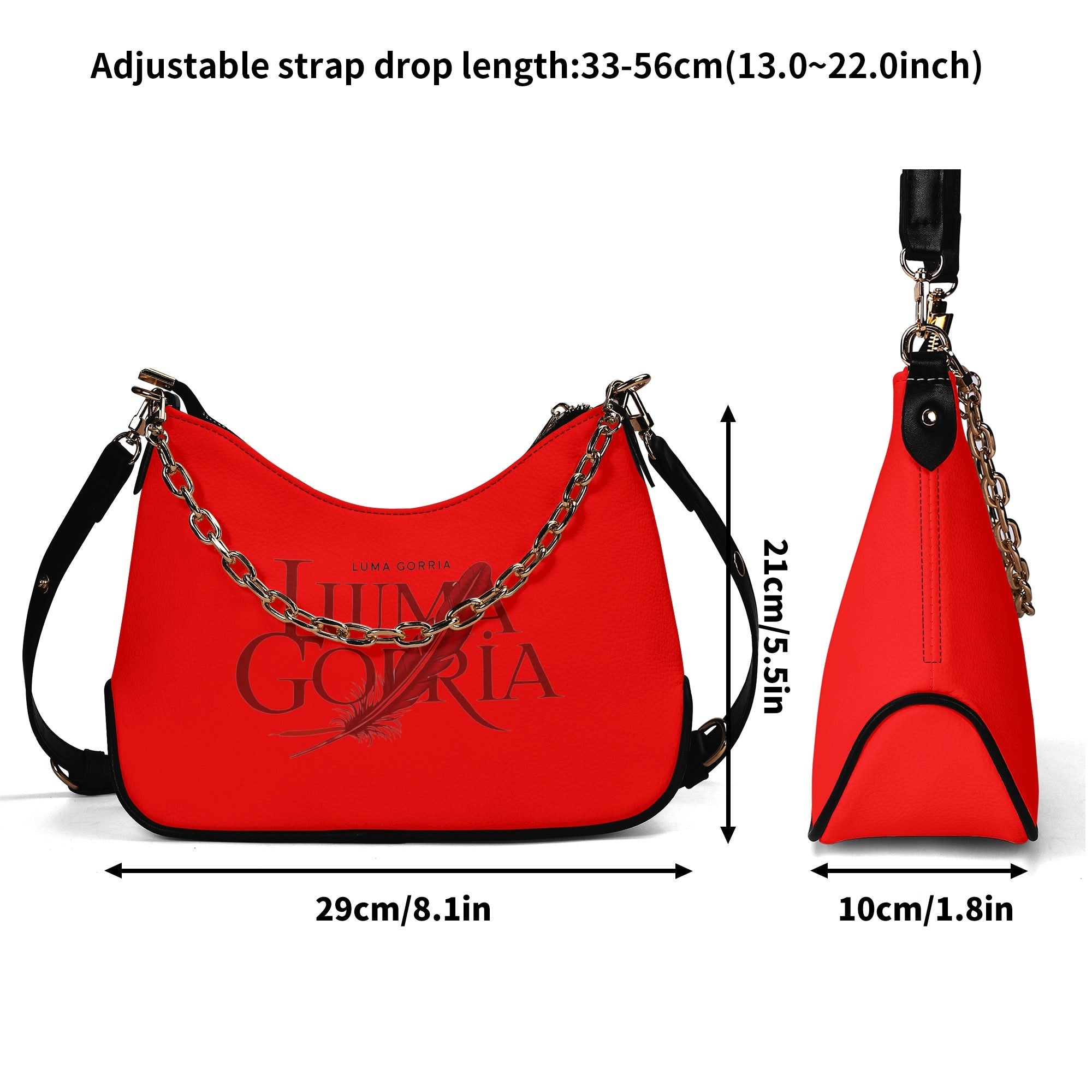 Sac bandoulière Lady en PU avec chaînes dorées, fermeture zippée Luma Gorria vetement  sac bandouliere Luma Gorria vêtement
