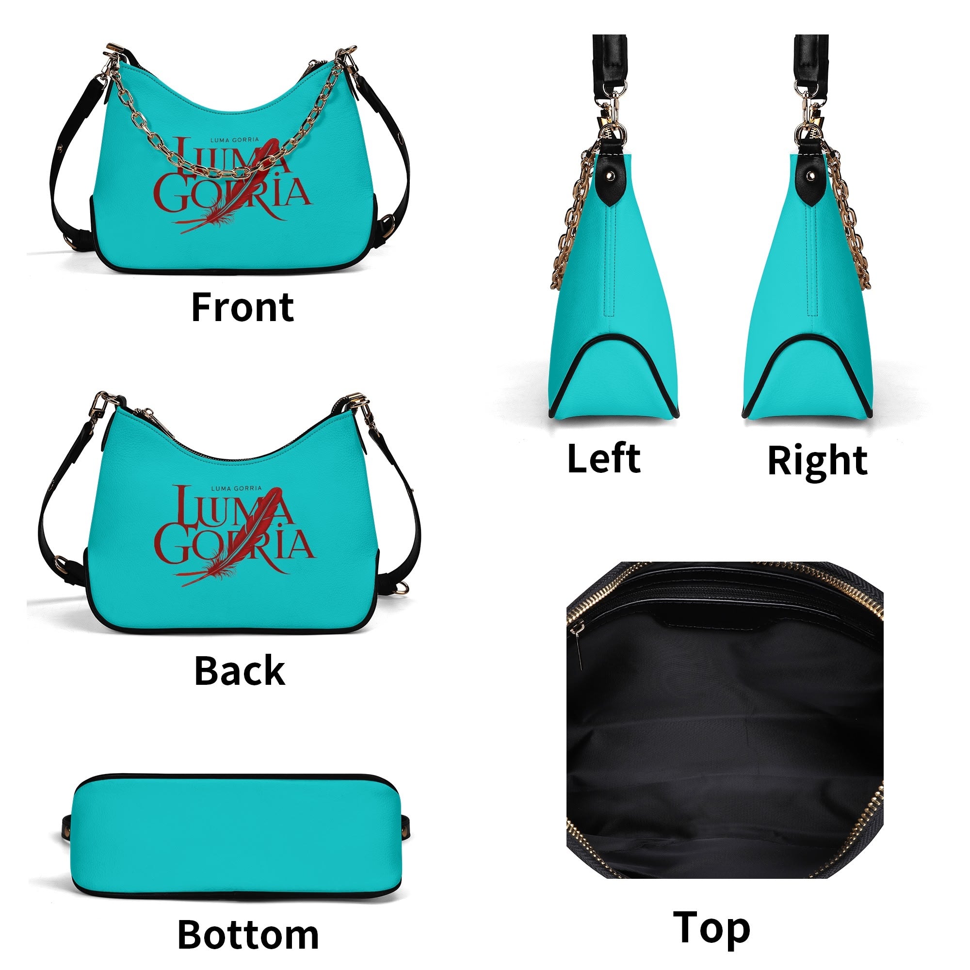 Sac bandoulière Lady en PU avec chaînes dorées, fermeture zippée Luma Gorria vetement  sac bandouliere Luma Gorria vêtement