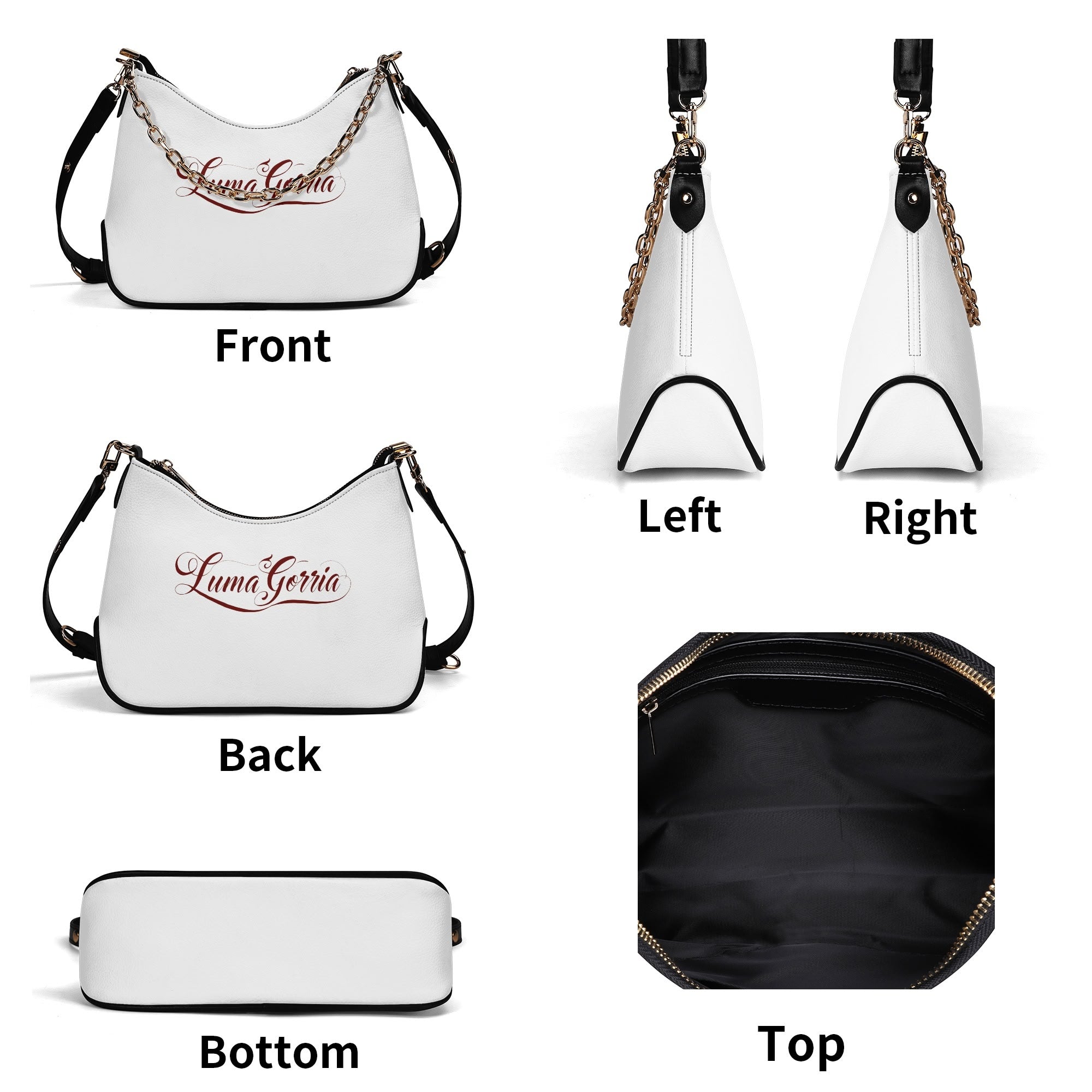 Sac bandoulière Lady en PU avec chaînes dorées, fermeture zippée Luma Gorria vetement  sac bandouliere Luma Gorria vêtement
