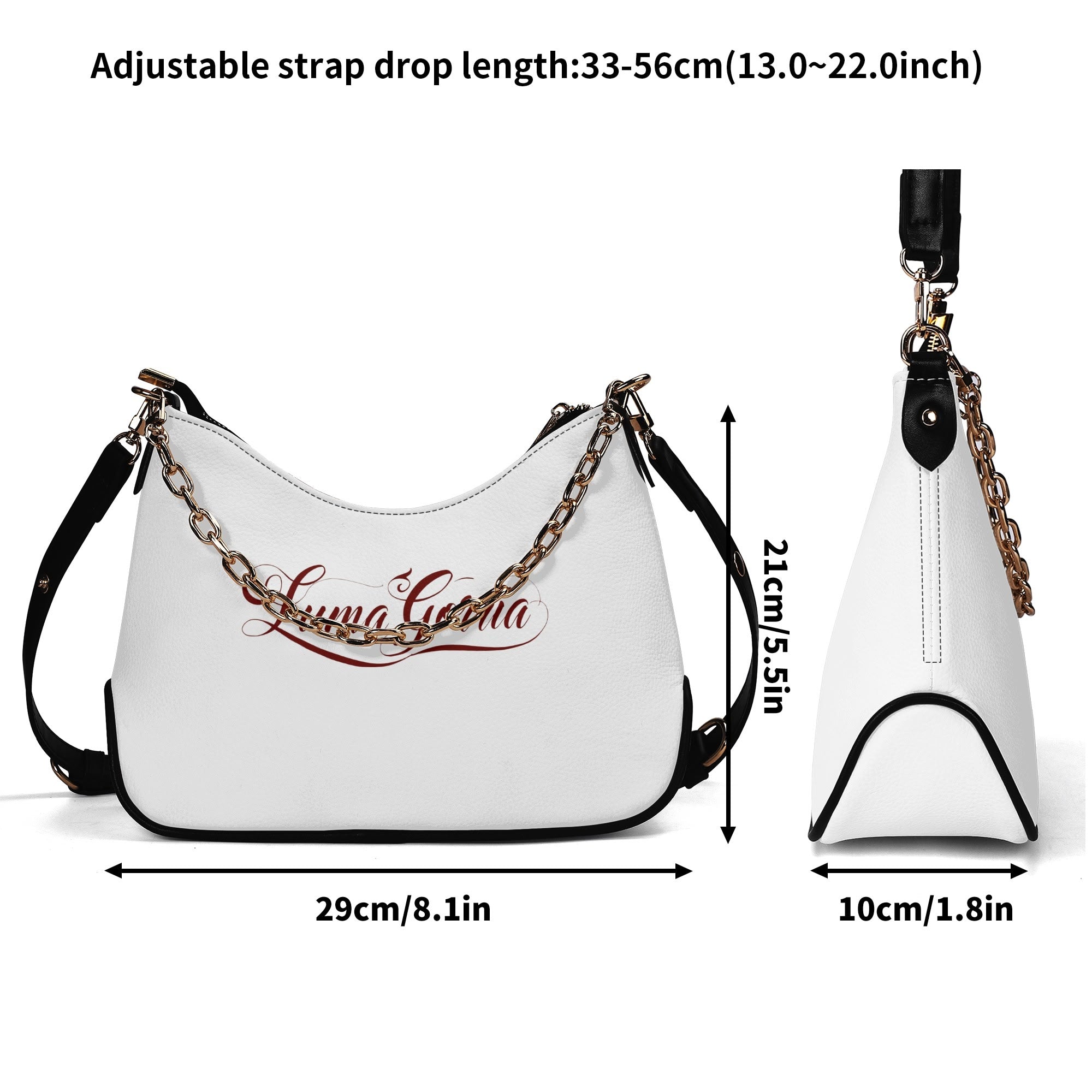 Sac bandoulière Lady en PU avec chaînes dorées, fermeture zippée Luma Gorria vetement  sac bandouliere Luma Gorria vêtement