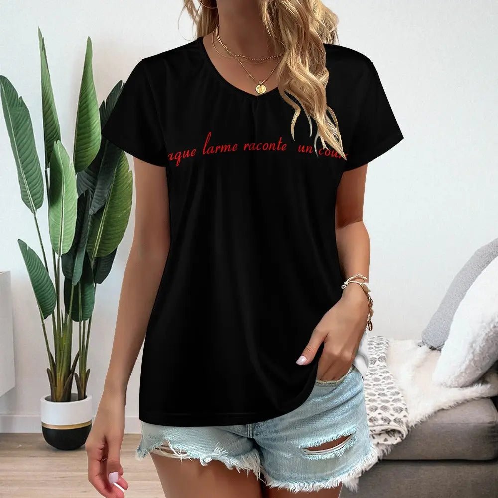 T-shirt Femme Décontracté Col V – Confort Chic au Quotidien Luma Gorria vêtemen  T-shirt Femme Décontracté Col V Luma Gorria vêtement