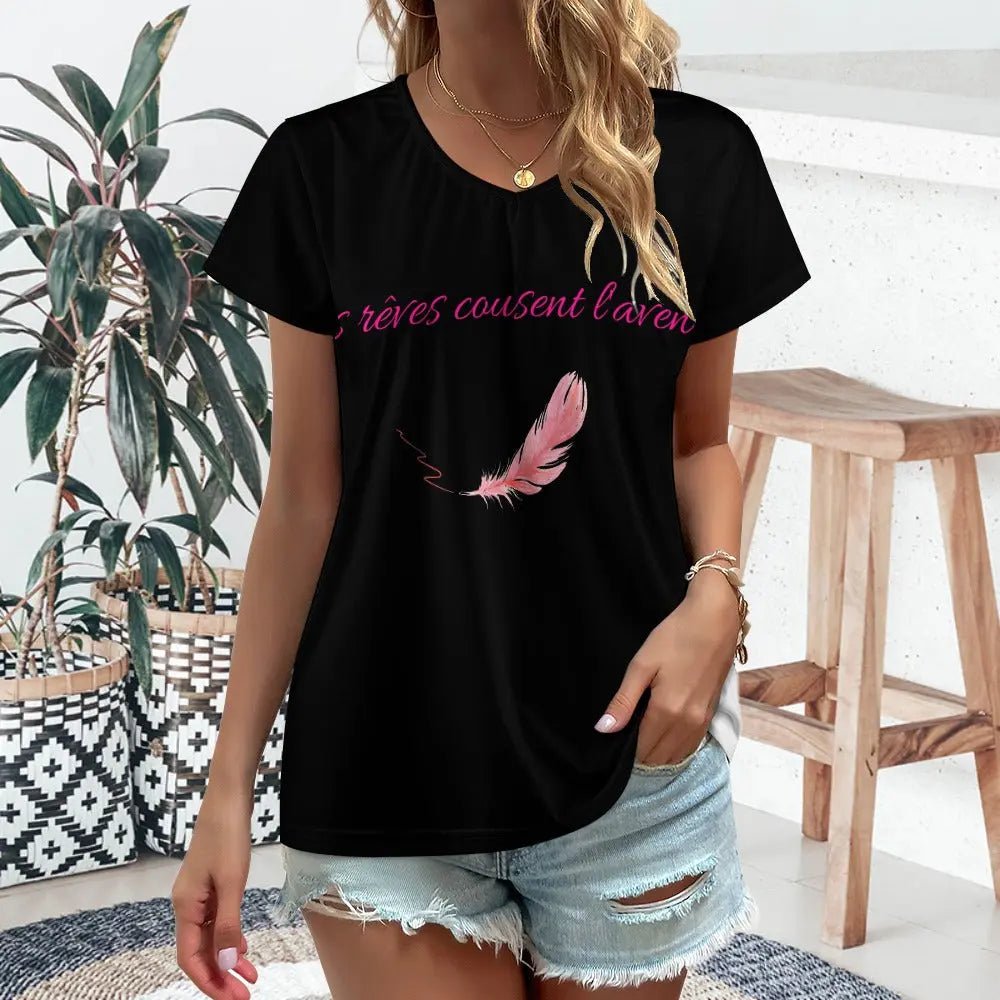 T-shirt Femme Décontracté Col V – Confort Chic au Quotidien Luma Gorria vêtemen  T-shirt Femme Décontracté Col V Luma Gorria vêtement