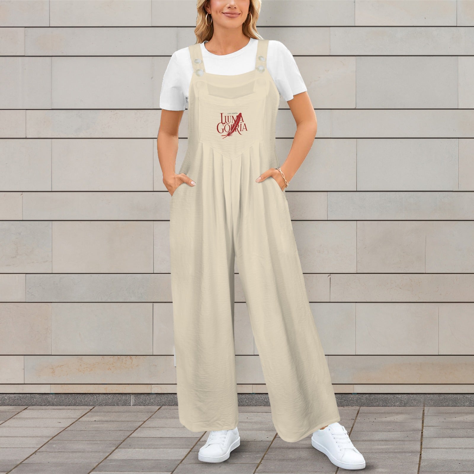 Combinaison salopette femme fluide à jambes larges avec poches Luma Gorria vetement  combinaison salopette Luma Gorria vêtement