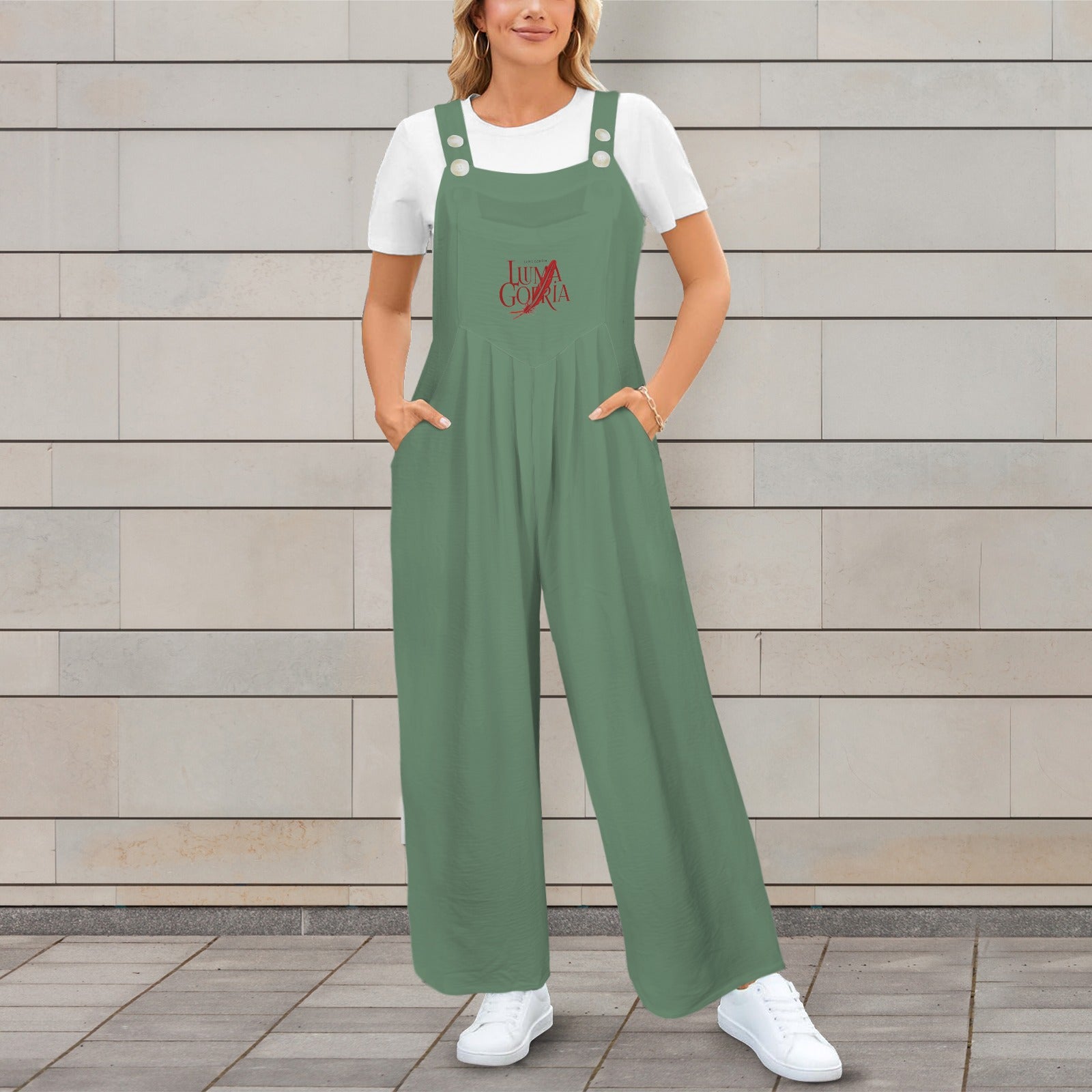 Combinaison salopette femme fluide à jambes larges avec poches Luma Gorria vetement  combinaison salopette Luma Gorria vêtement