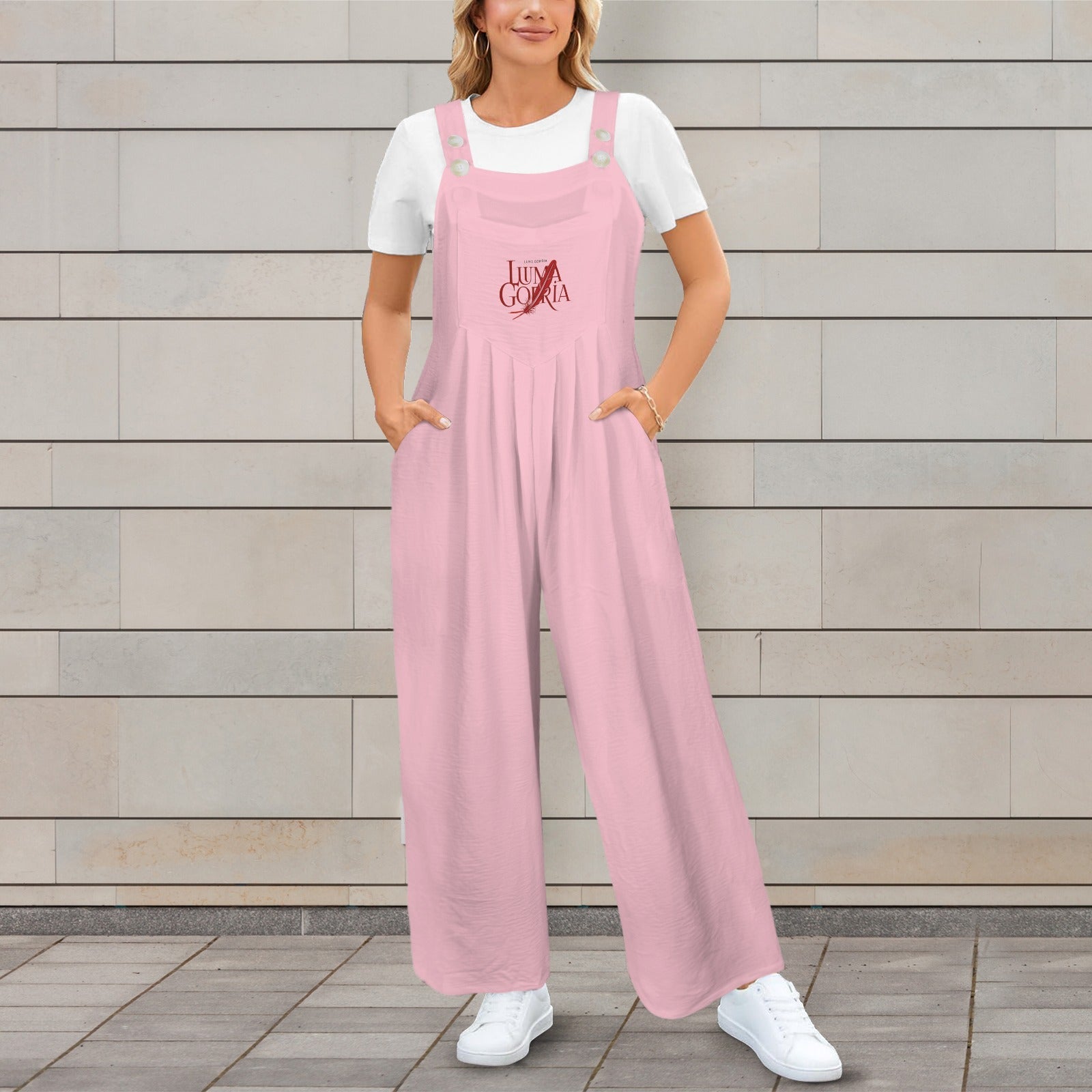 Combinaison salopette femme fluide à jambes larges avec poches Luma Gorria vetement  combinaison salopette Luma Gorria vêtement