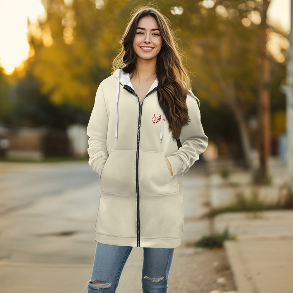 Sweat à capuche femme – Mi-long, doux et zippé Luma Gorria vêtement 45.00 Sweat à capuche femme Luma Gorria vêtement