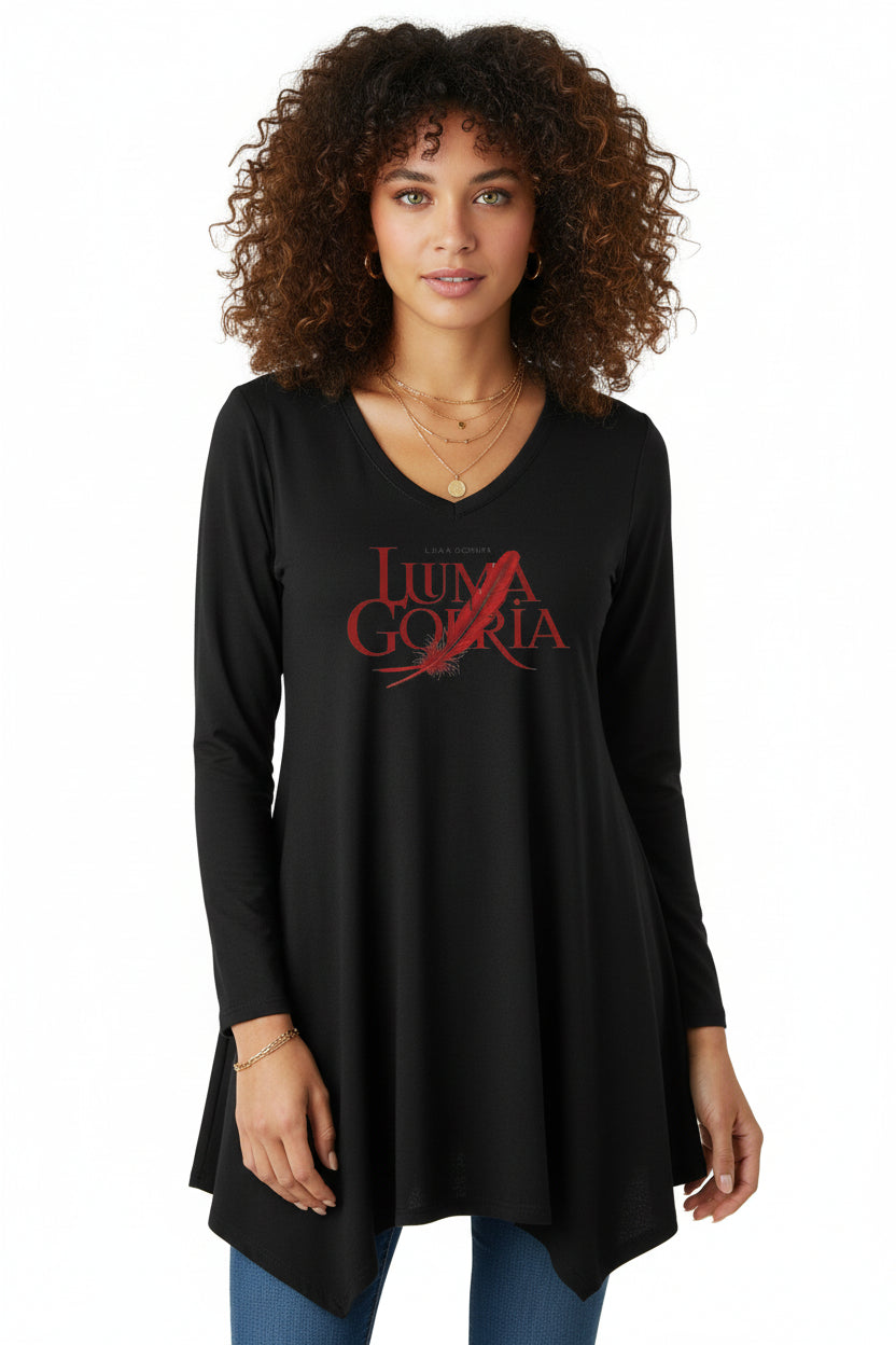 Tunique femme col V asymétrique manches longues – Élégance moderne & confort