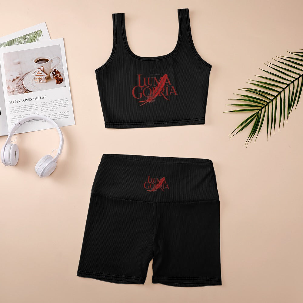 Ensemble brassière et legging court femme respirant Luma Gorria vetement  Ensemble brassière et legging court femme Luma Gorria vêtement