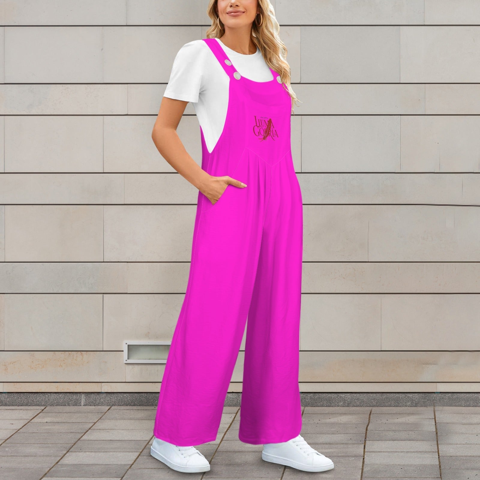 Combinaison salopette femme fluide à jambes larges avec poches Luma Gorria vetement  combinaison salopette Luma Gorria vêtement