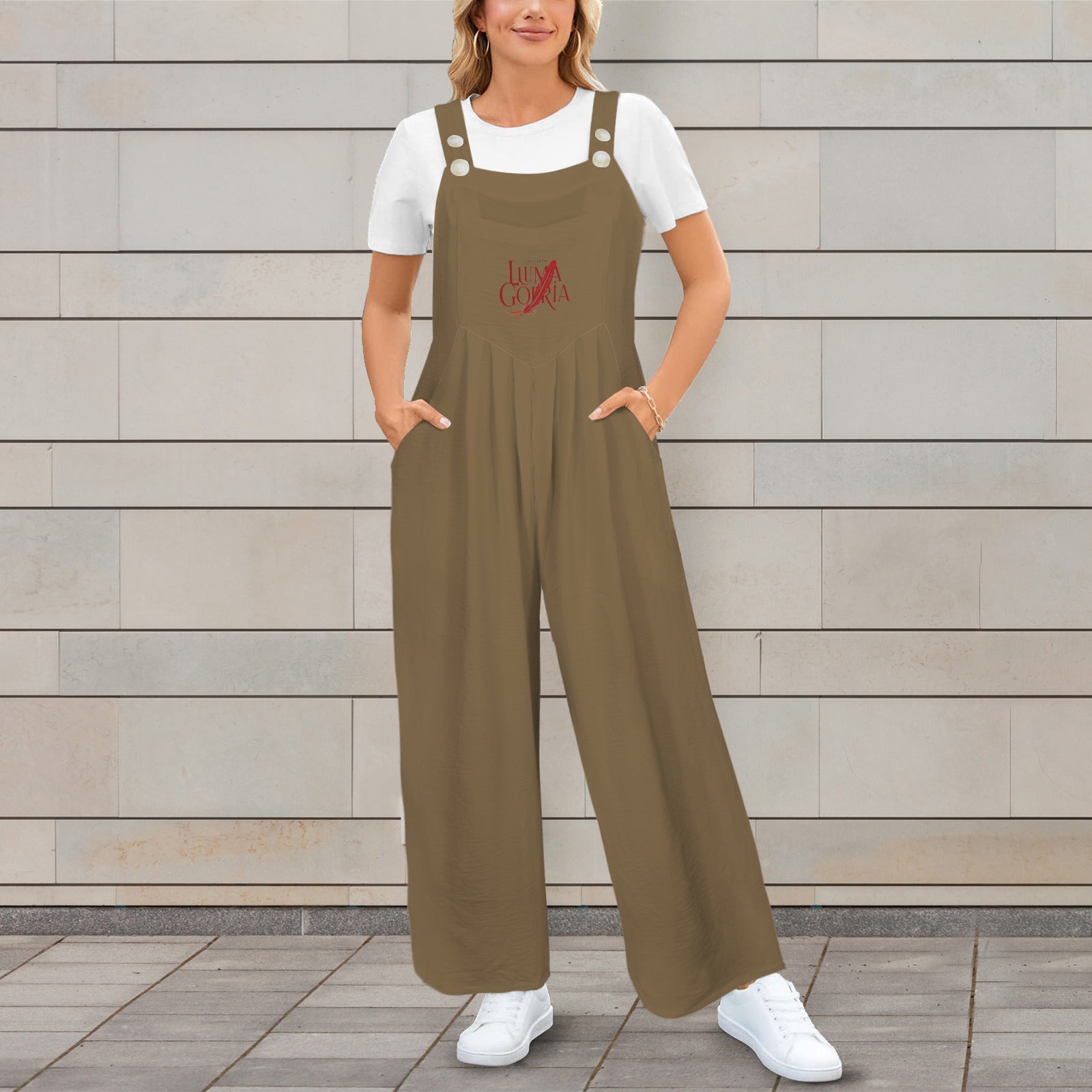 Combinaison salopette femme fluide à jambes larges avec poches Luma Gorria vetement  combinaison salopette Luma Gorria vêtement