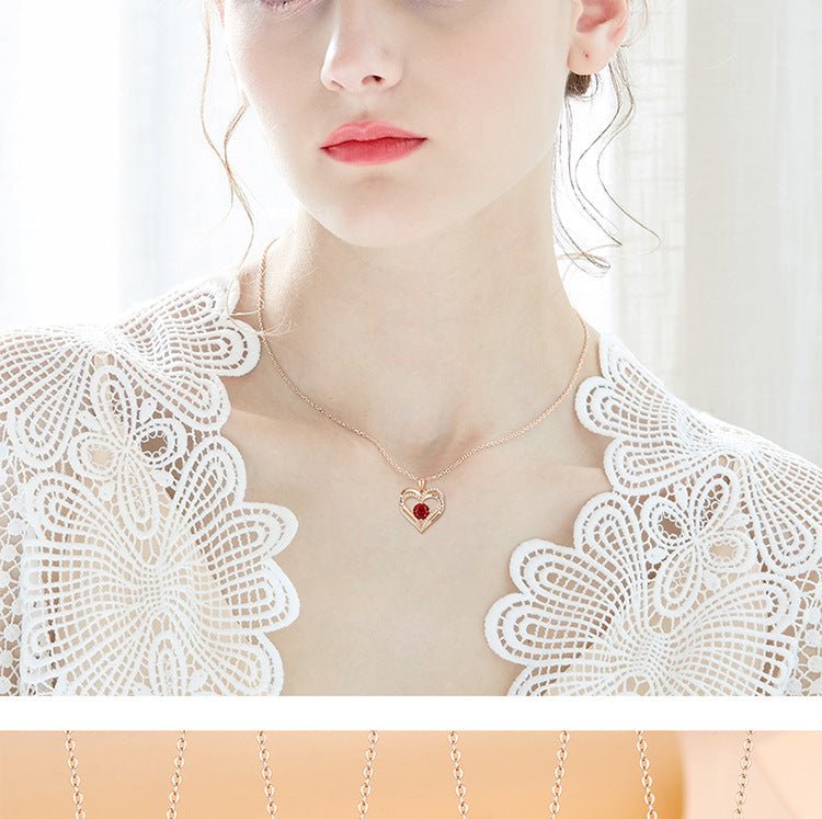1174. Heart Birthstone Necklace for Mom - Luma Gorria vêtement