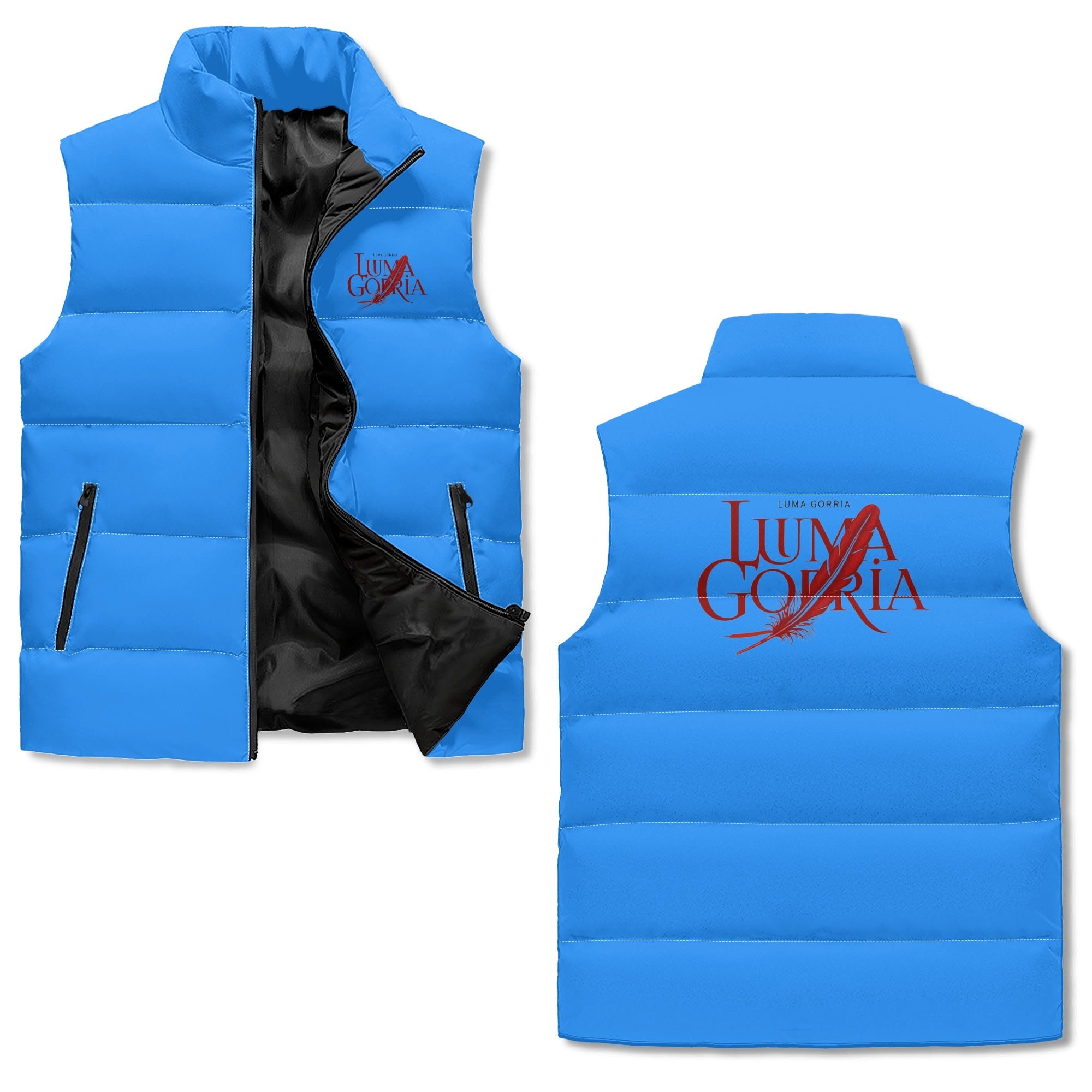 Unisex Lightweight All Over Printing Stand Collar Zip Up Puffer Vest