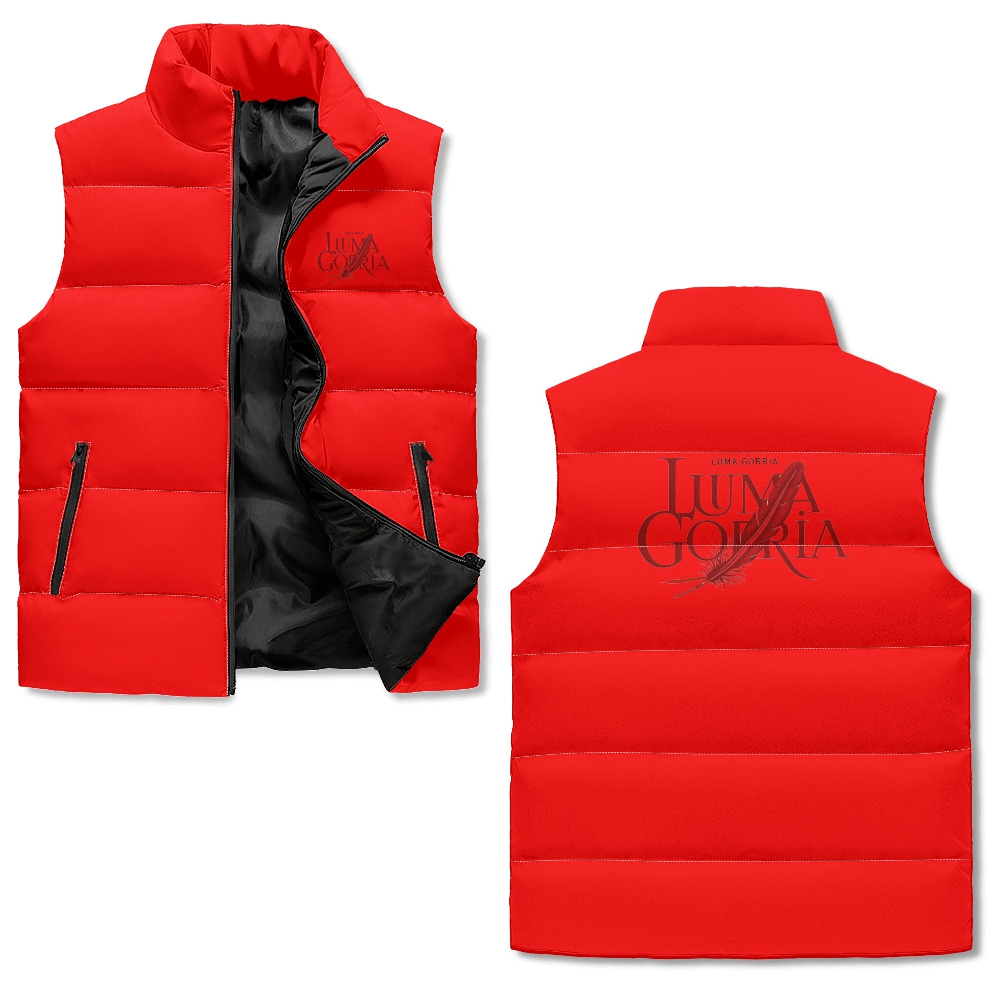 Unisex Lightweight All Over Printing Stand Collar Zip Up Puffer Vest