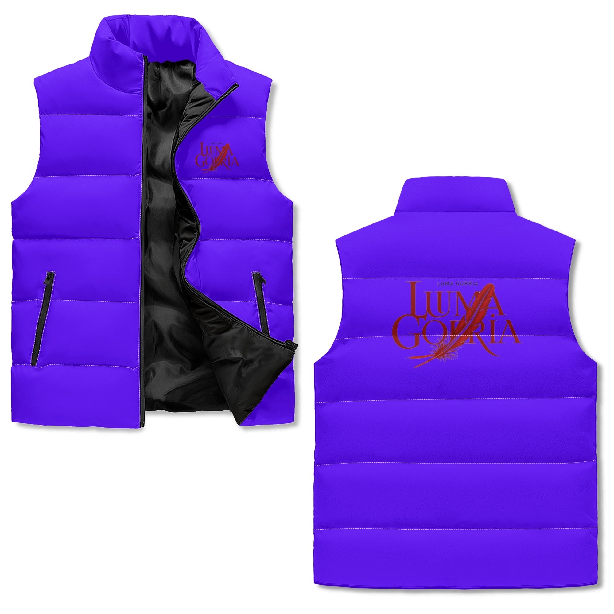 Unisex Lightweight All Over Printing Stand Collar Zip Up Puffer Vest