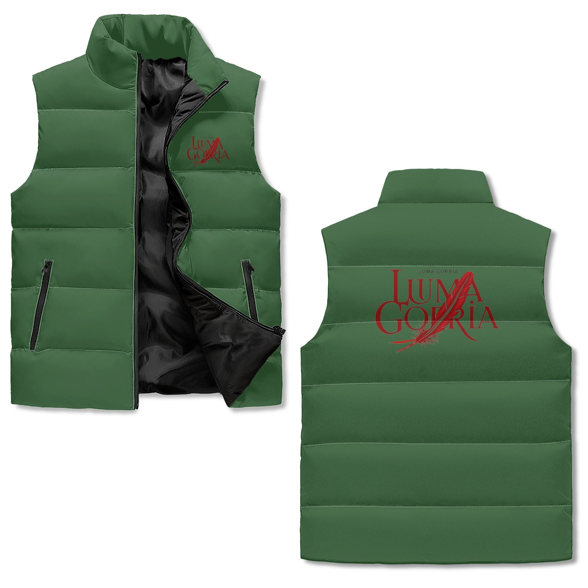 Unisex Lightweight All Over Printing Stand Collar Zip Up Puffer Vest