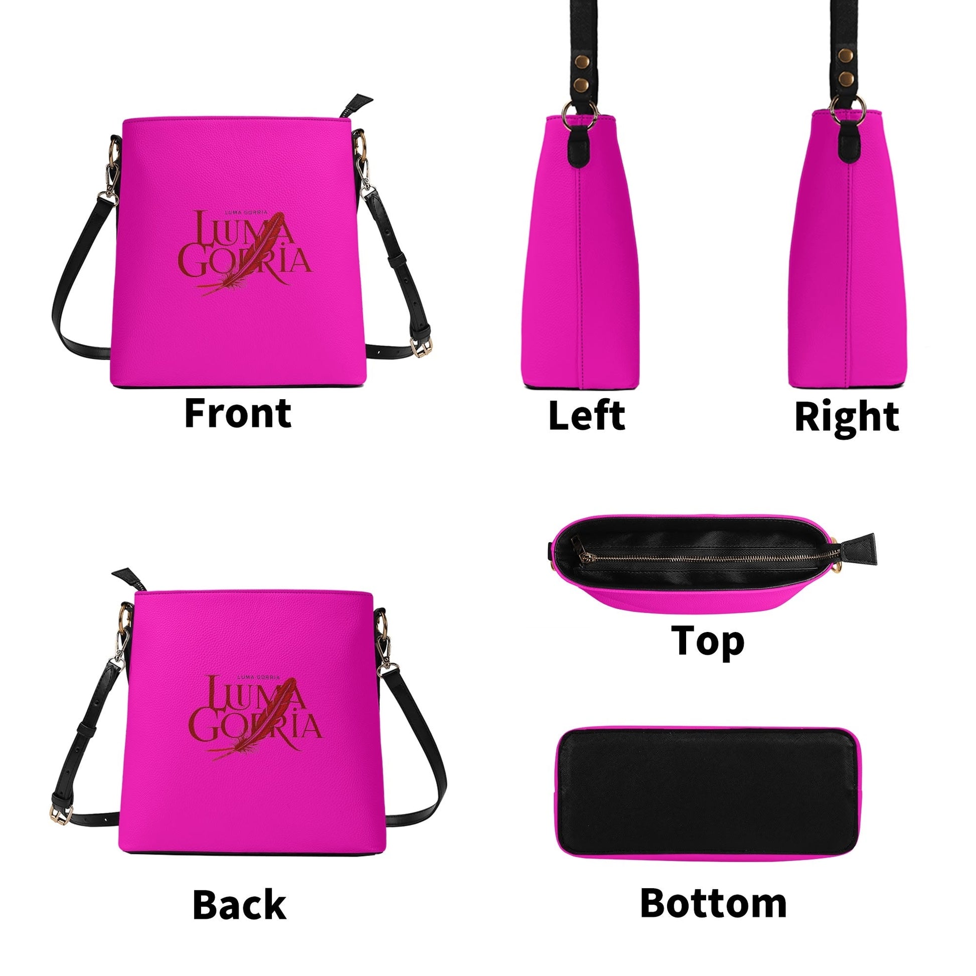 Sac seau en cuir PU avec bandoulière réglable, élégant et fonctionnel Luma Gorria vetement  saccoche Luma Gorria vêtement
