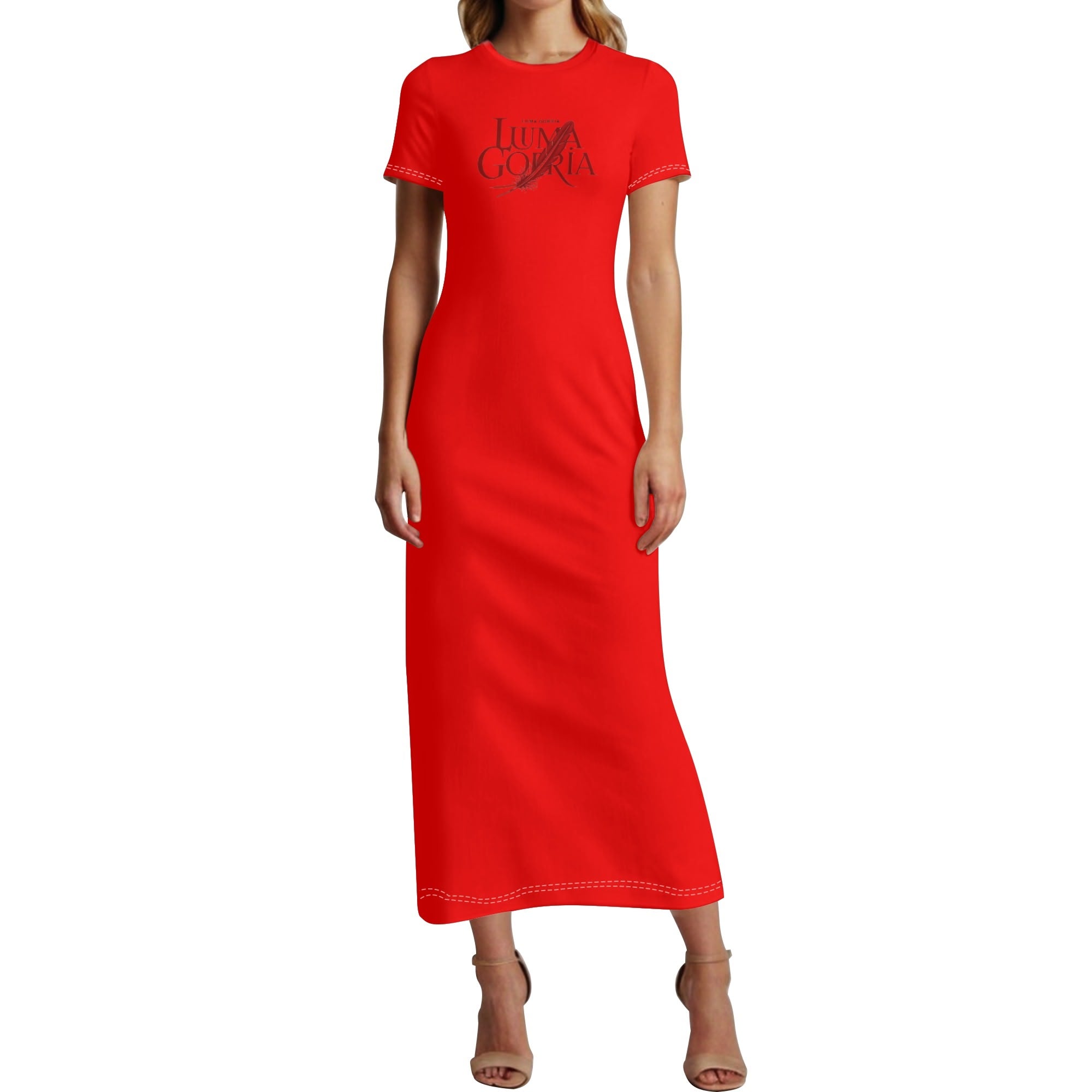 Robe Longue à Manches Courtes en Polyester - Élégance Estivale et Confort Optimal - Luma Gorria vêtement