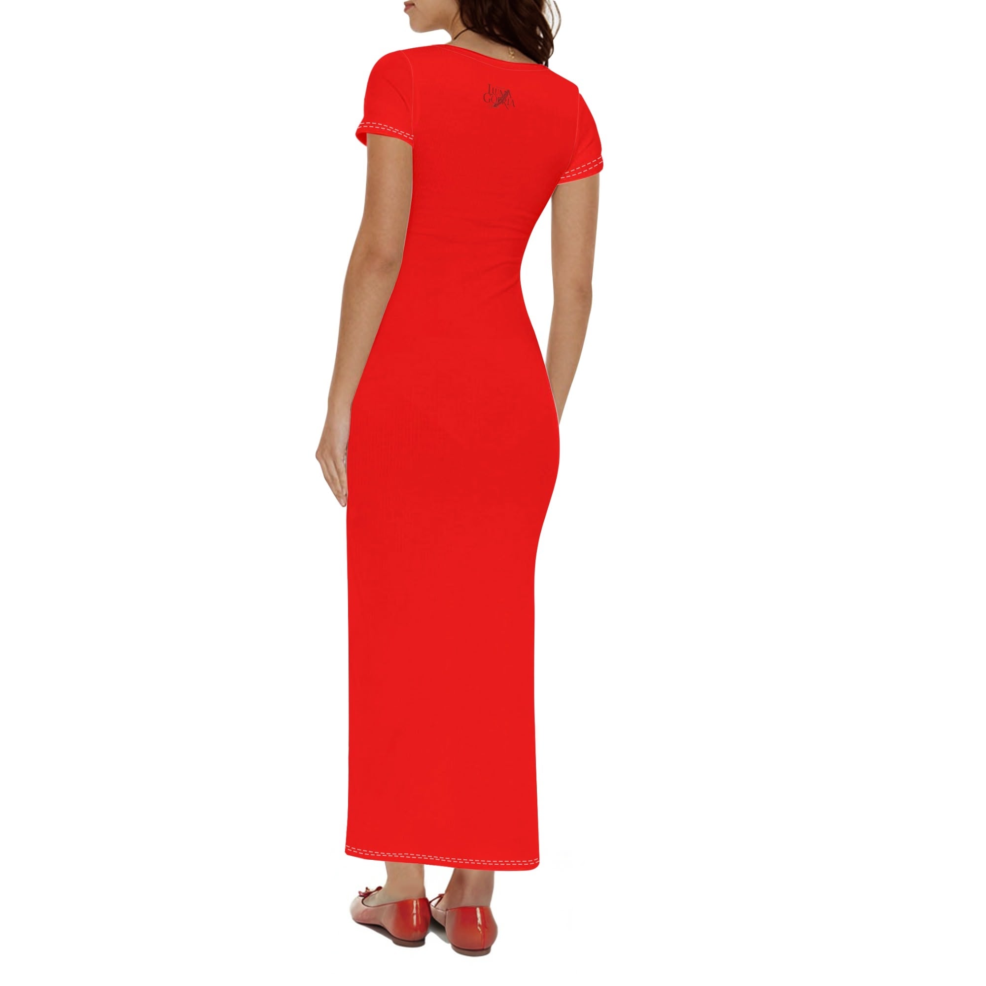 Robe Longue à Manches Courtes en Polyester - Élégance Estivale et Confort Optimal - Luma Gorria vêtement