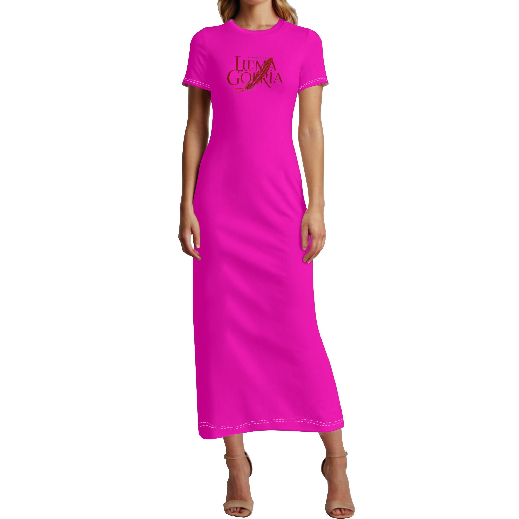 Robe Longue à Manches Courtes en Polyester - Élégance et Confort pour l'Été - Luma Gorria vêtement
