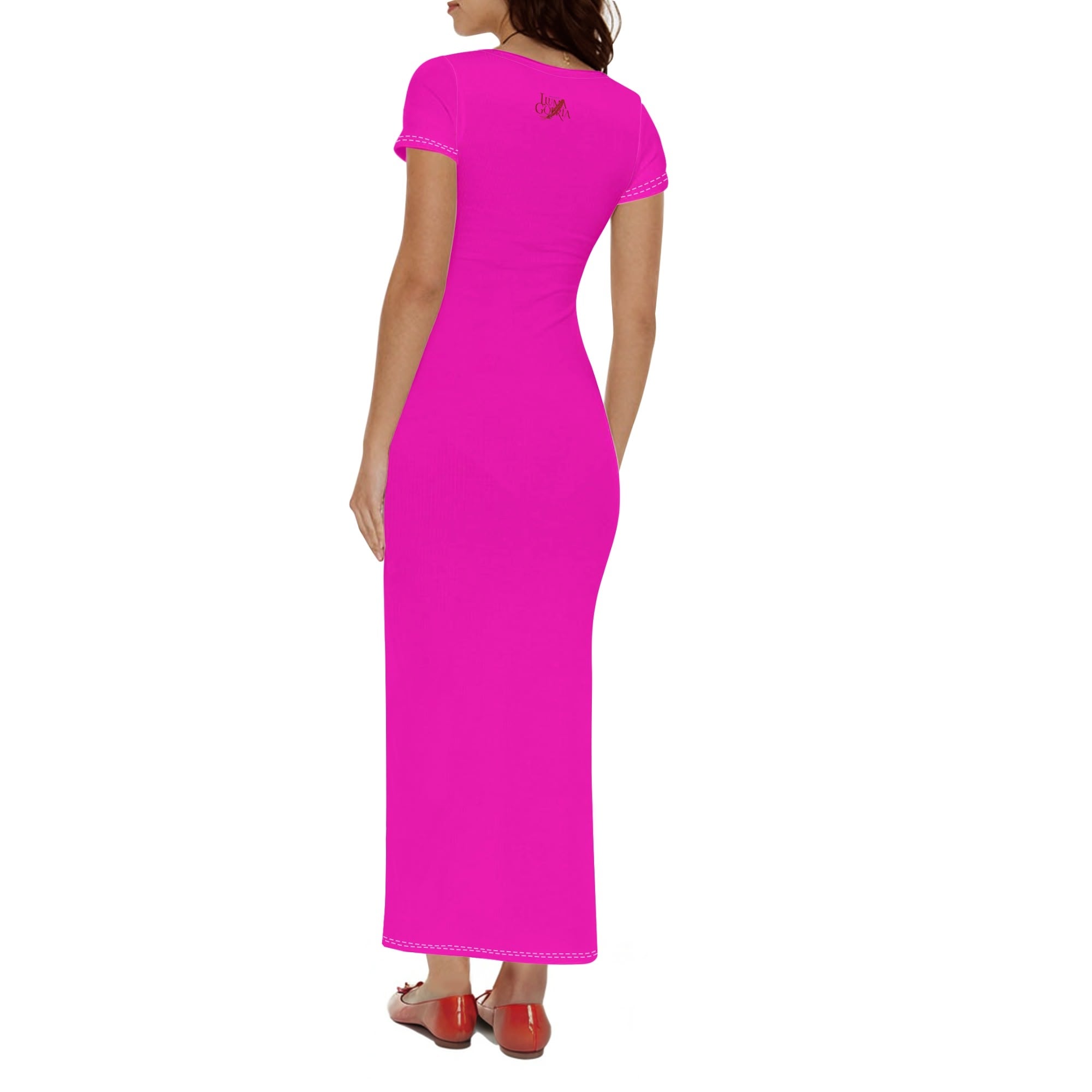 Robe Longue à Manches Courtes en Polyester - Élégance et Confort pour l'Été - Luma Gorria vêtement
