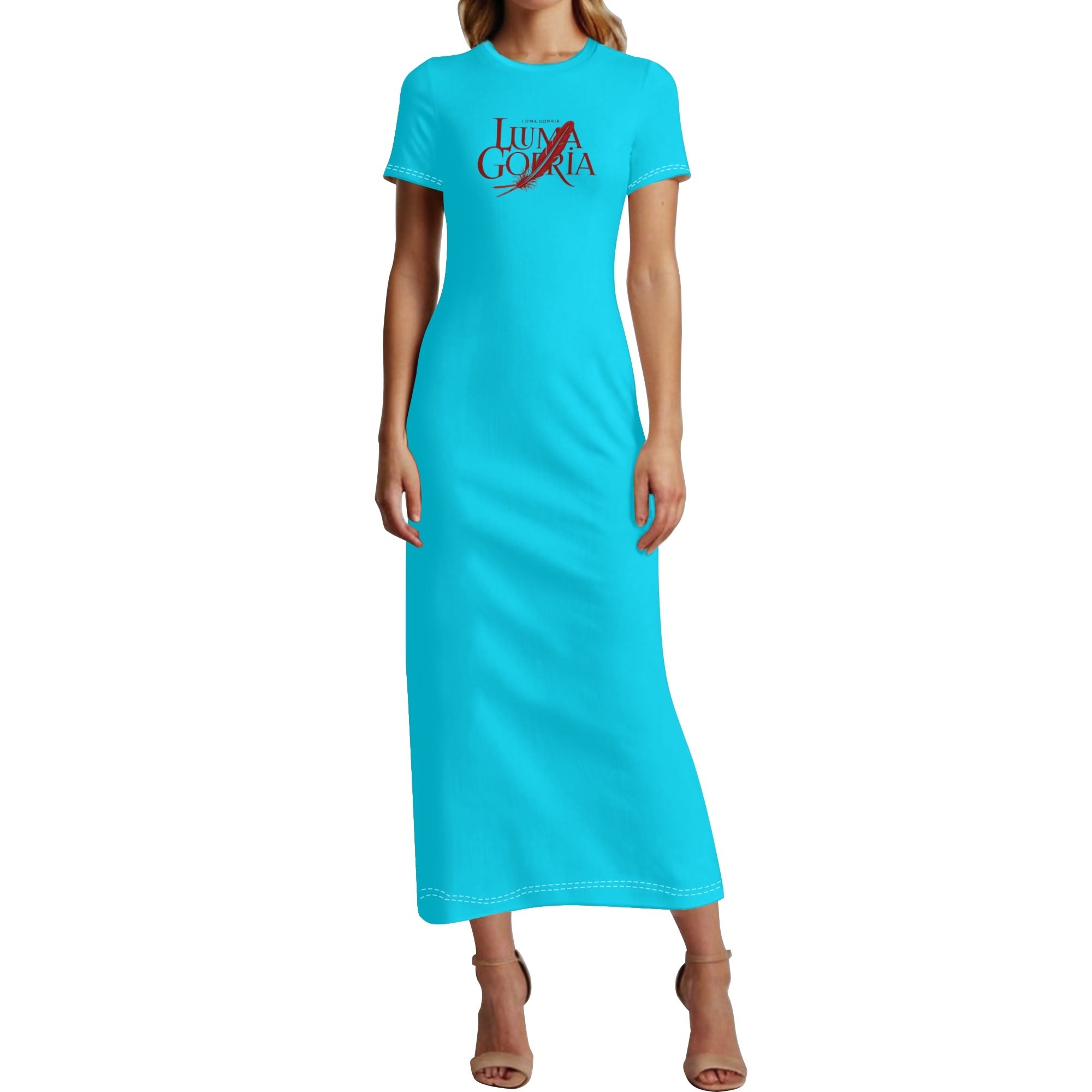Robe Longue à Manches Courtes en Polyester – Élégance et Fraîcheur Estivale - Luma Gorria vêtement