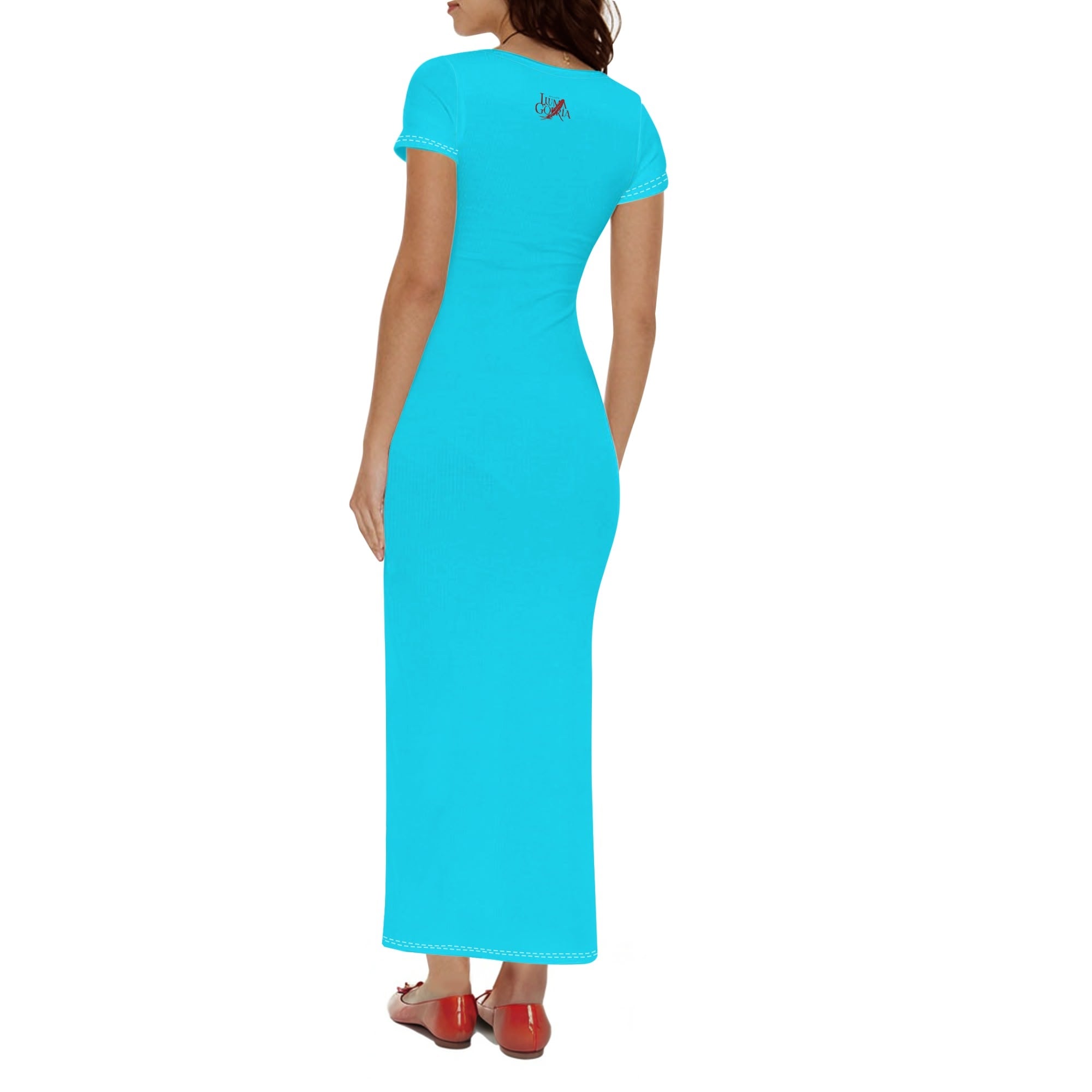 Robe Longue à Manches Courtes en Polyester – Élégance et Fraîcheur Estivale - Luma Gorria vêtement