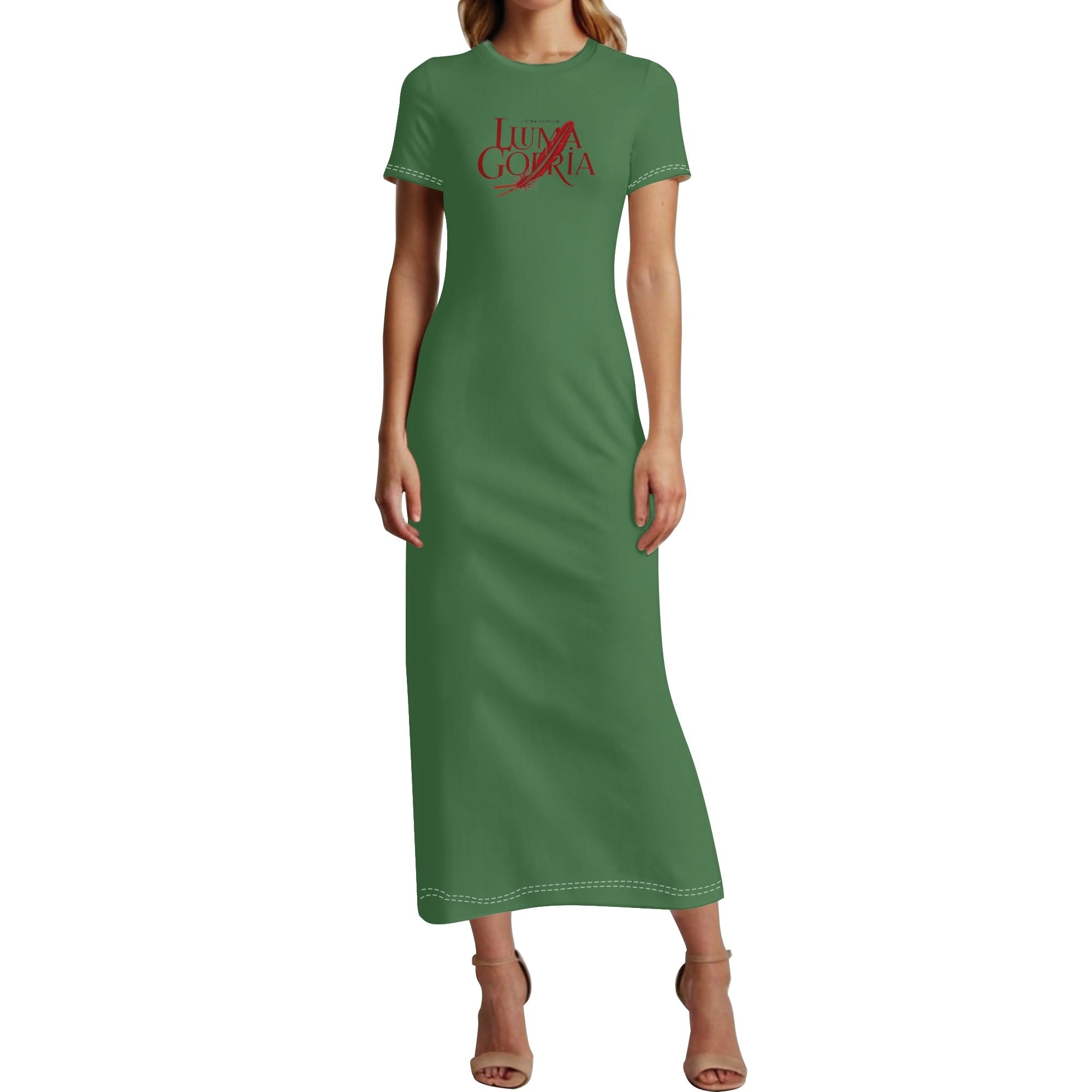 Robe Longue à Manches Courtes en Polyester – Légèreté et Style pour l’Été - Luma Gorria vêtement