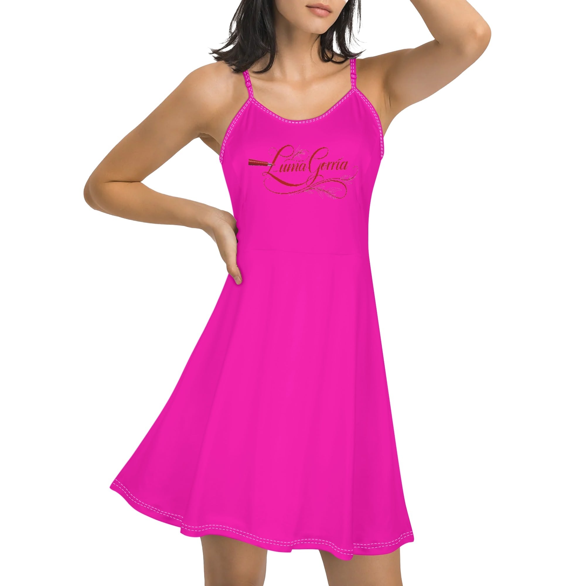 Womens Lounge Sleeveless Adjustable Spaghetti Strap Short Dress Swing Dress - Luma Gorria vêtement