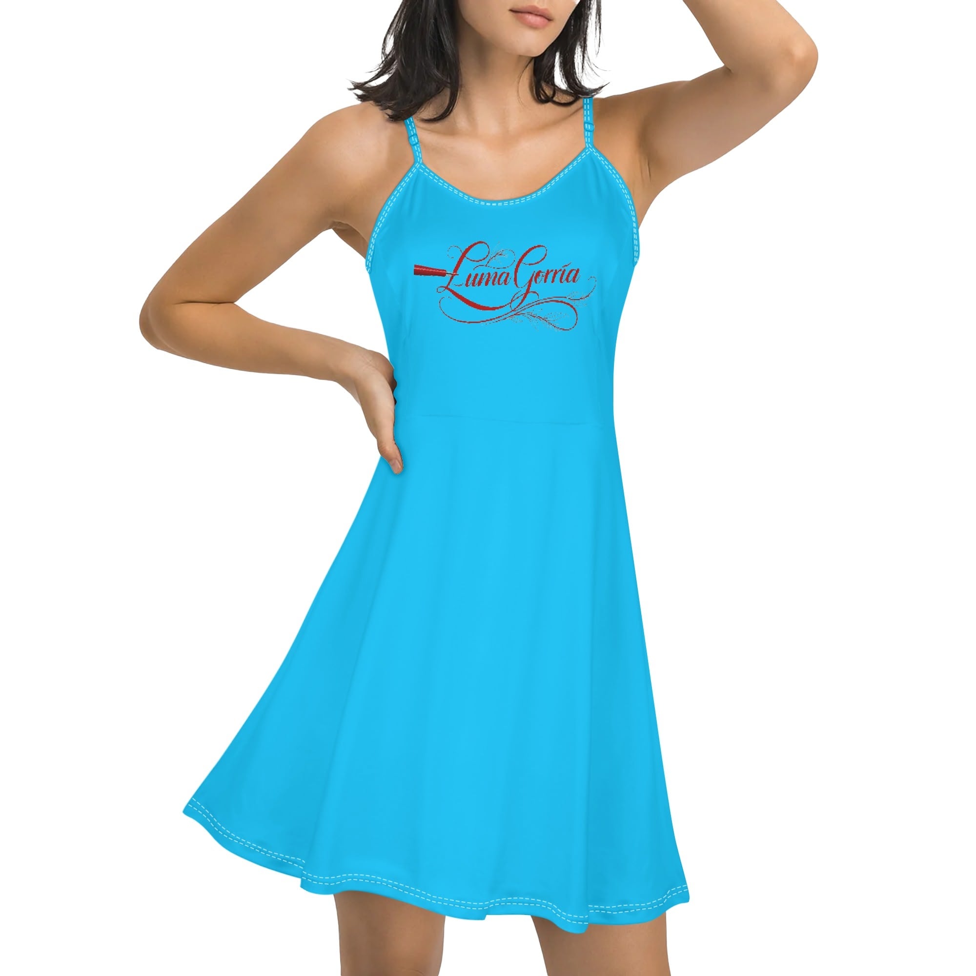 Womens Lounge Sleeveless Adjustable Spaghetti Strap Short Dress Swing Dress - Luma Gorria vêtement